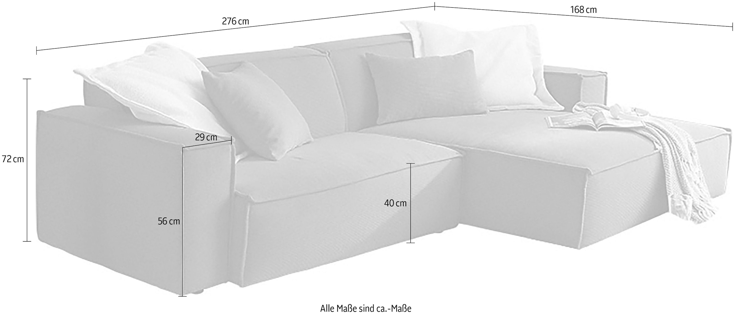 3C Candy Ecksofa »Matteo in elegant, kubischer Formensprache, bequem, L-Form« mit auffälliger Kedernaht, Feincord-Bezug, Lounge-Charakter