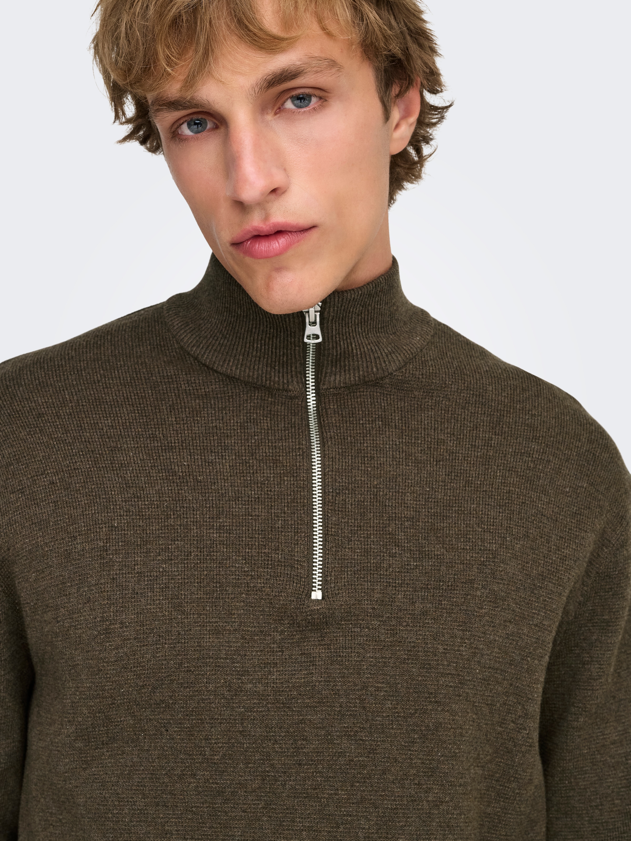 ONLY & SONS Troyer »ONSTING LIFE REG HALF ZIP KNIT NOOS« Baumwolle, regular fit