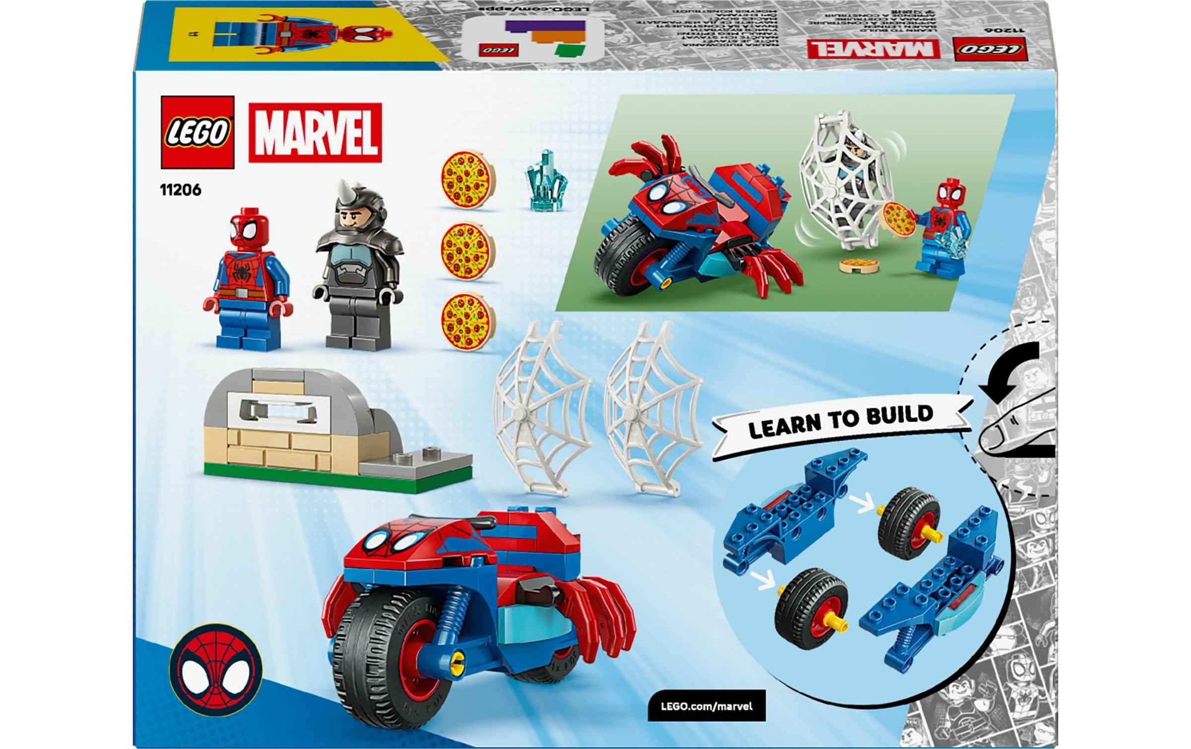 LEGO® Konstruktionsspielsteine »Marvel Spidey auf Motorrad vs. Rhino 11206«
