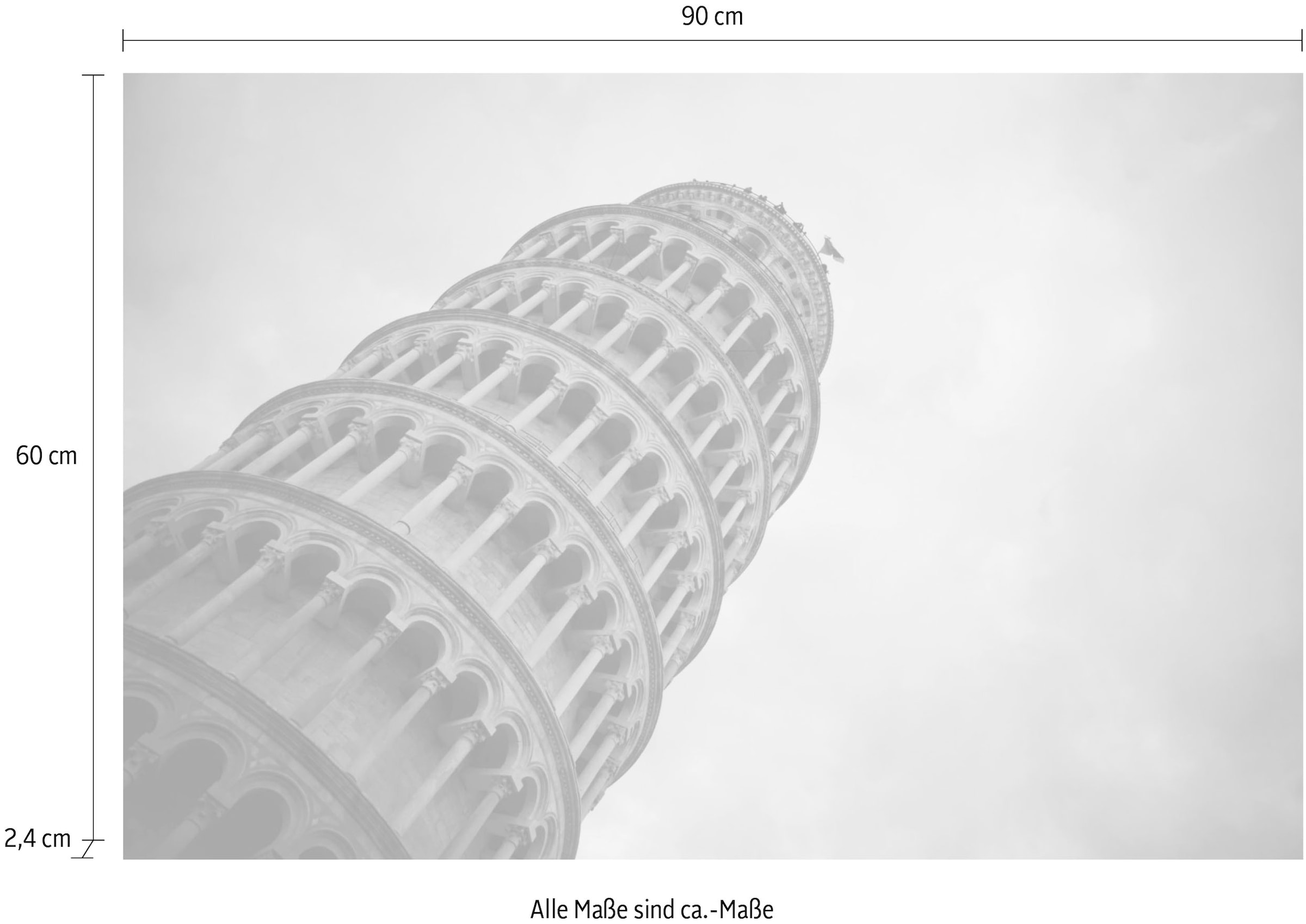 queence Tableau en verre acrylique »Der schiefe Turm« Fine Art-Print in Galeriequalität