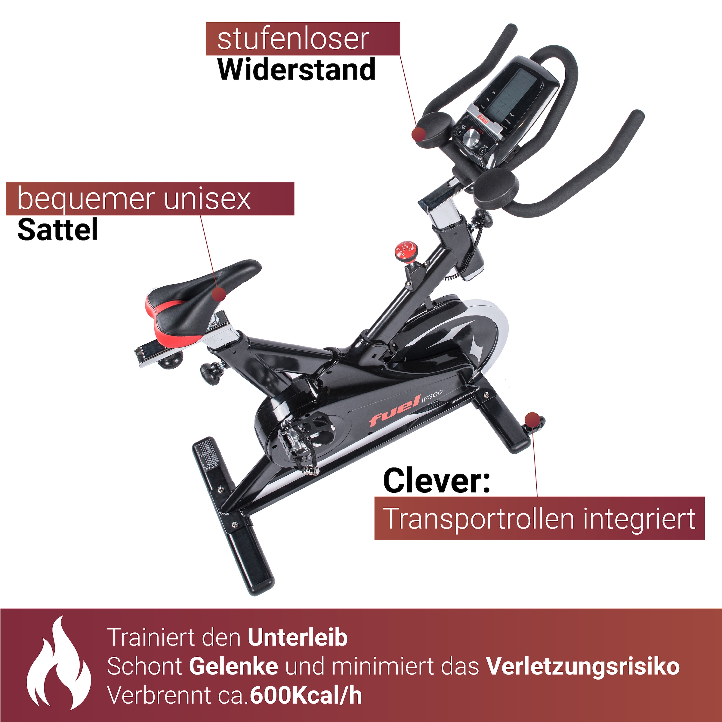 Fuel Fitness Vélo d'appartement »Indoor Cycle IF300« 125 kg max. Benutzergewicht, Fahrrad