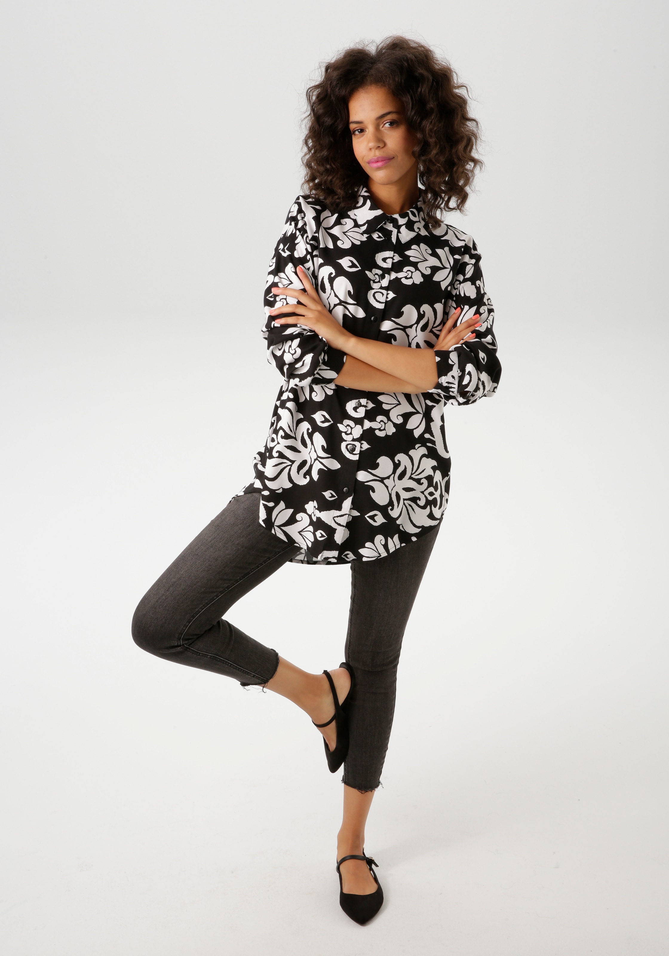 Aniston CASUAL Hemdbluse mit fantasievollem, grossflächigen Druck