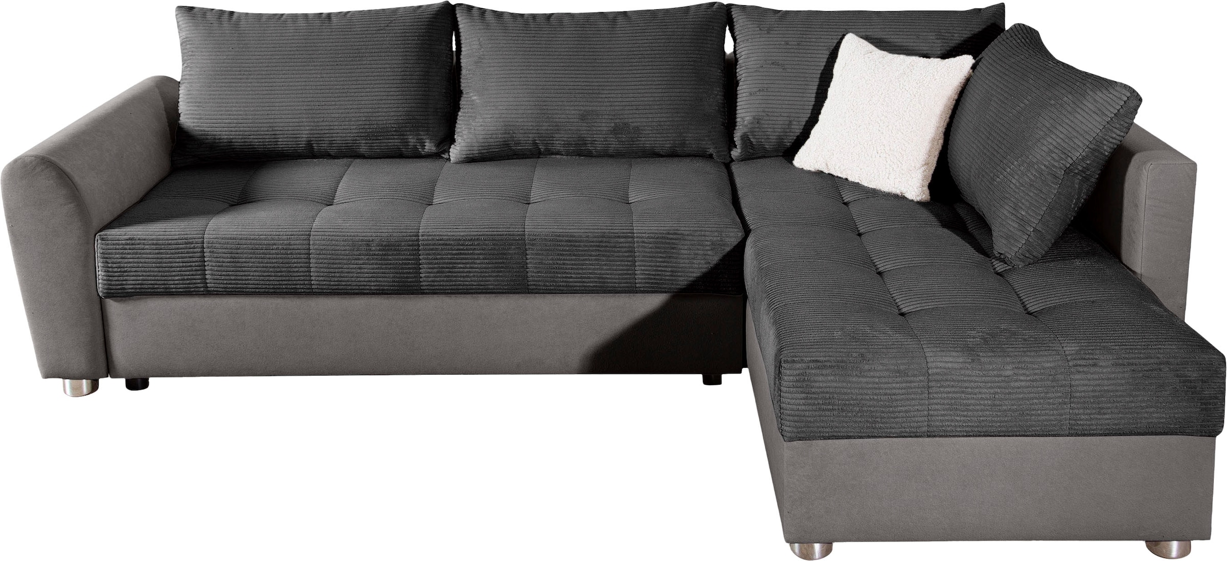 COLLECTION AB »Jana XL L-Form, B: 250 cm« Fonction couchage, coffre de lit et 1 coussin décoratif, ressorts ensachés