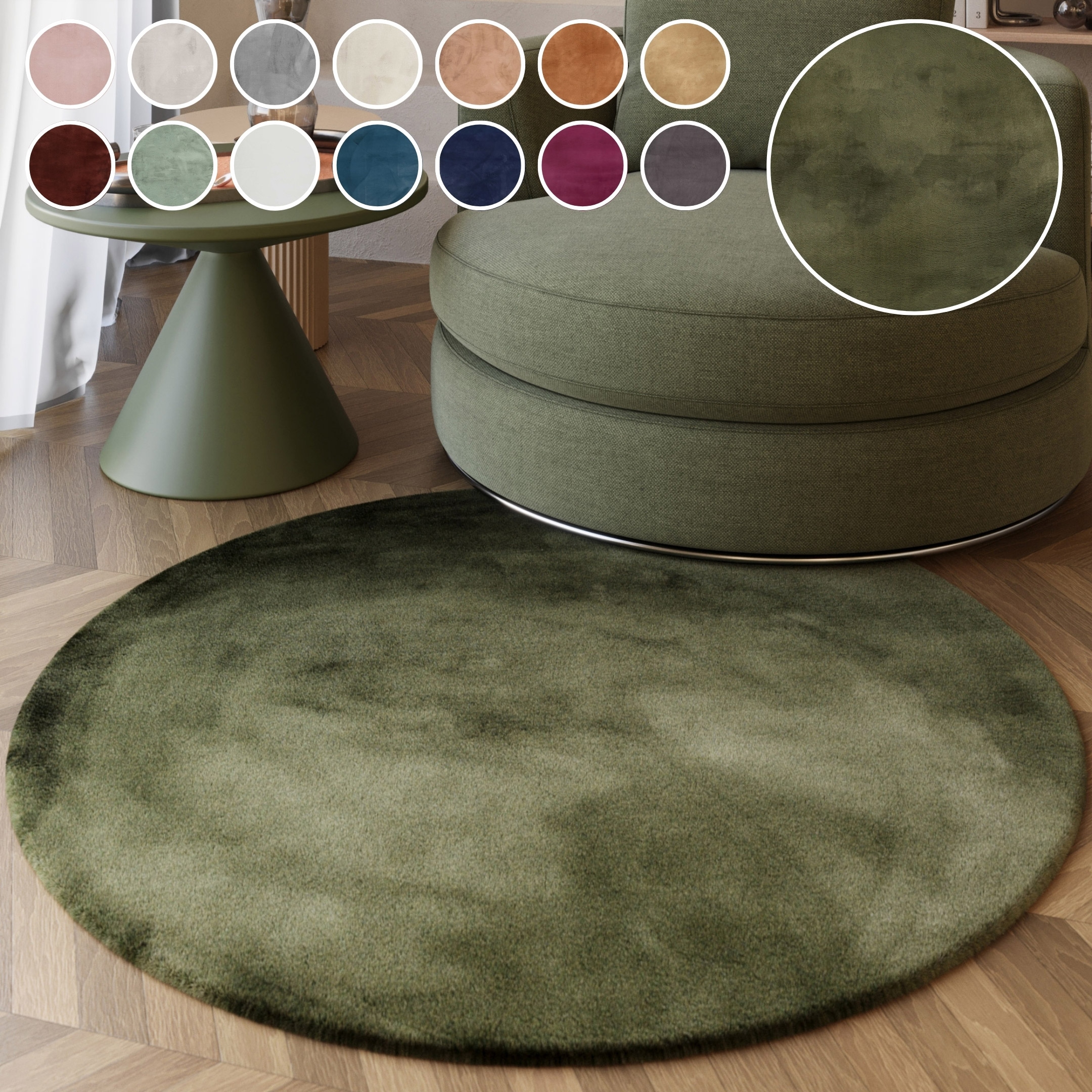 Esprit Tapis à poils longs »Alice  ESP-4377  Kunstfell« Rond 25 mm Höhe Kaninchenfell-Haptik, besonders weich und dicht, für alle Räume