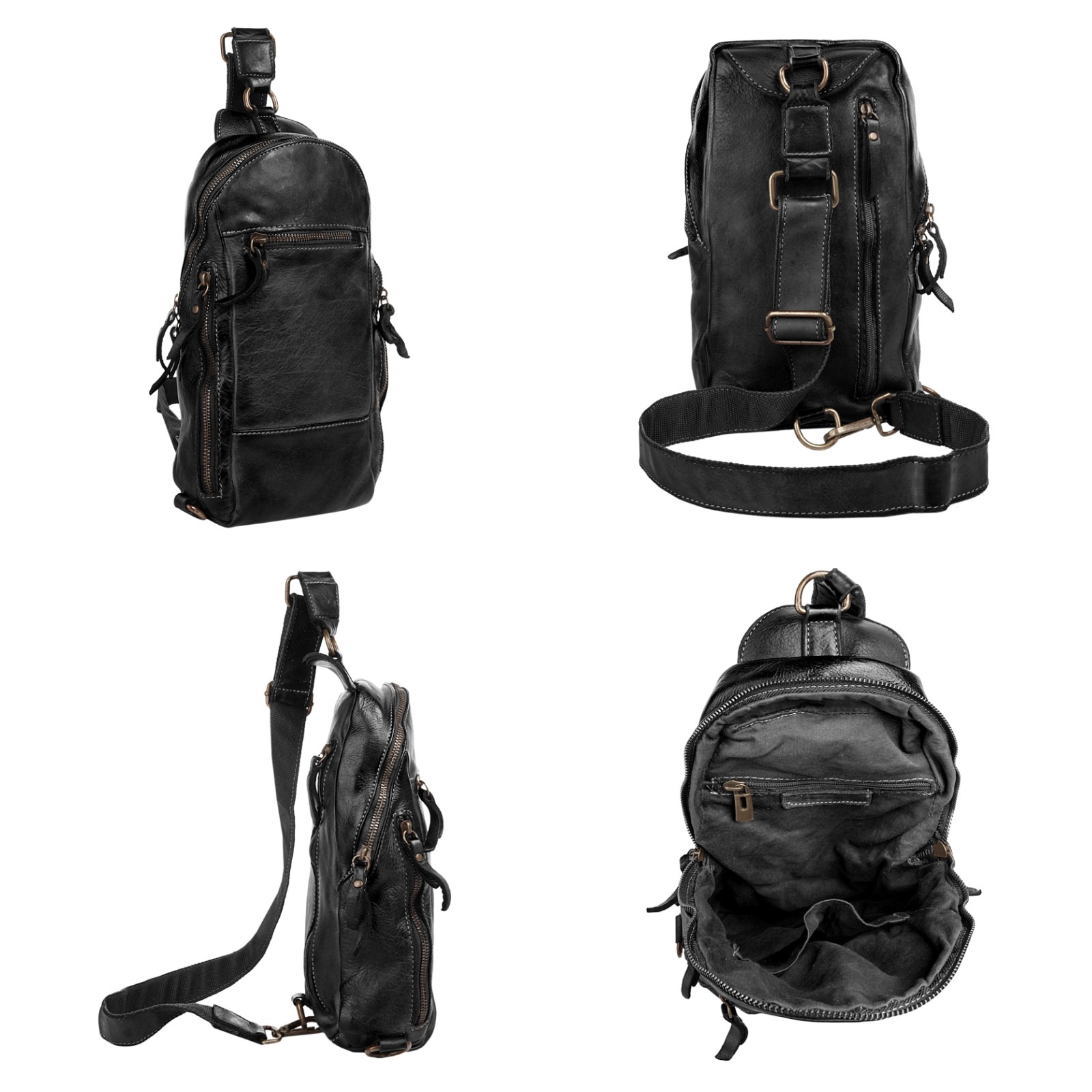 X-Zone Umhängetasche echt Leder, Made in Italy