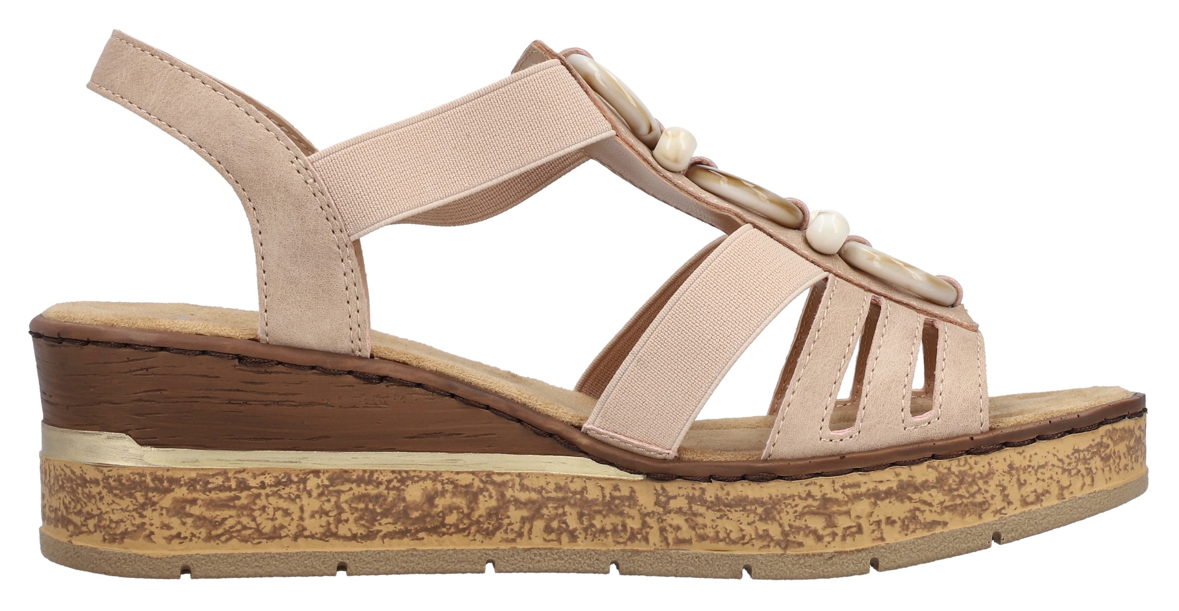 Rieker Sandales compensées  Sommerschuh, Plateausandale, Schlupfschuh mit seitlichen Gummizügen