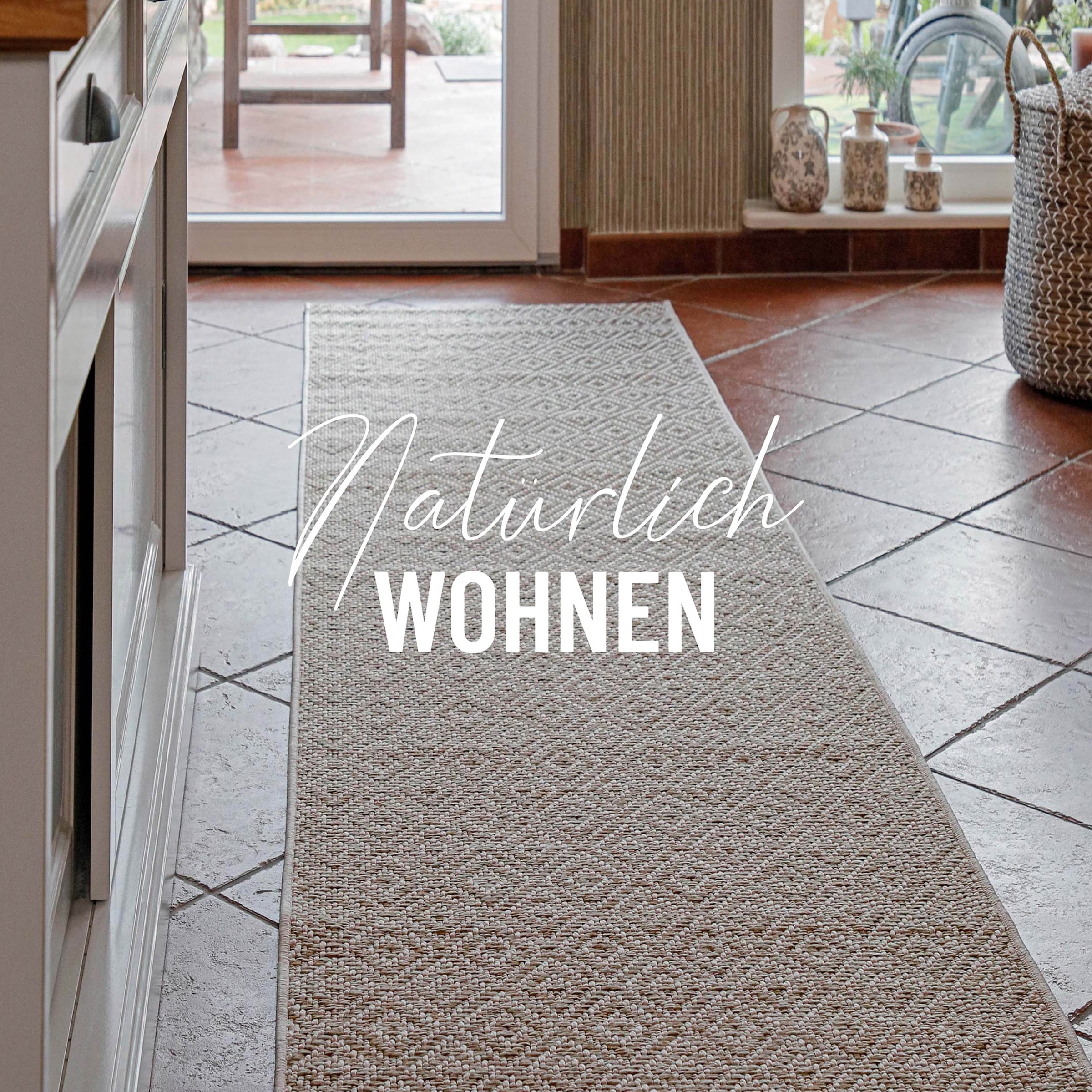 Wecon home Chemin de table »Miami Beach« Rectangulaire 5 mm Höhe In- & Outdoor Teppich, wetterfest, modernes Rauten Muster, Balkon