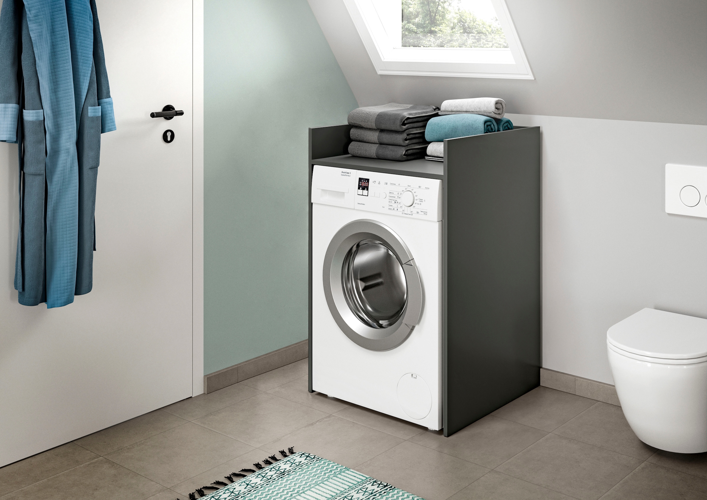 welltime Waschmaschinenumbauschrank »FALAS, TOPSELLER!, Breite 66 cm, mit grosser Ablagefläche« in verschiedenen Farben erhältlich, für Waschmaschine & Trockner, 1 Stk. tlg. Waschmaschine, Trockner, Waschmaschinenschrank, Umbauschrank, Wäsche