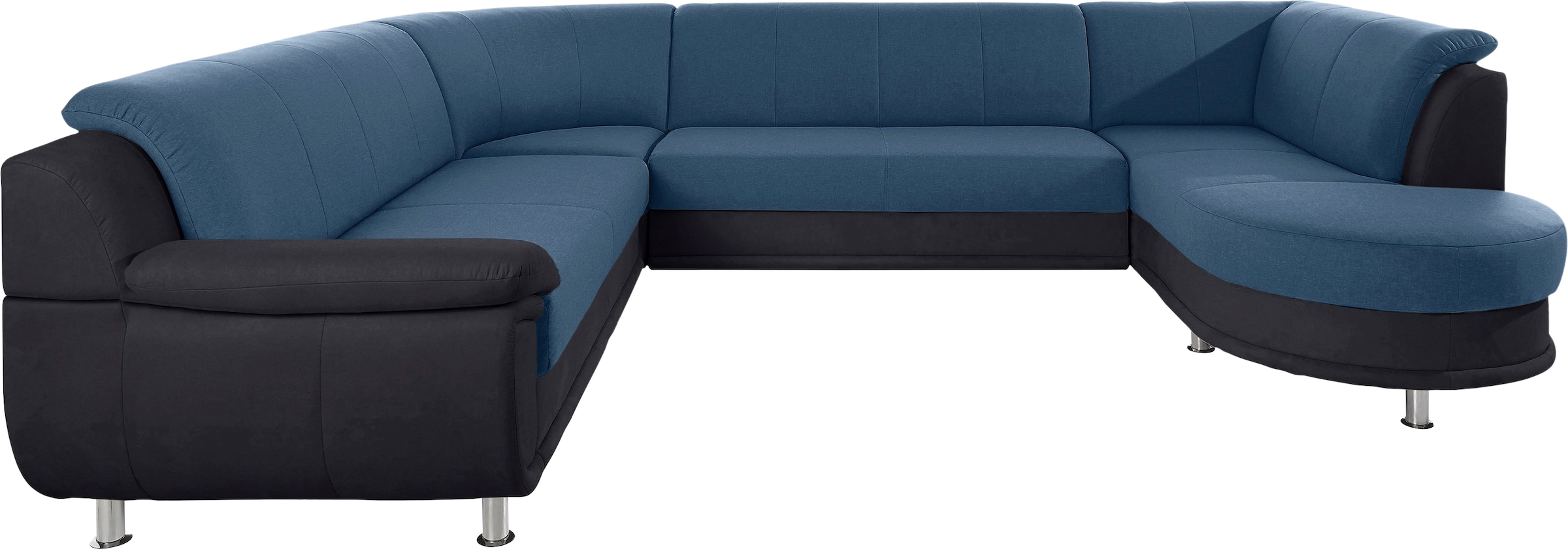 TRENDMANUFAKTUR Paysage de salon »Rondo III 320 cm, modern, im Materialmix, U-Form, Chromfüsse« au choix pour plus de confort avec ressorts ensachés, au choix avec fonction lit