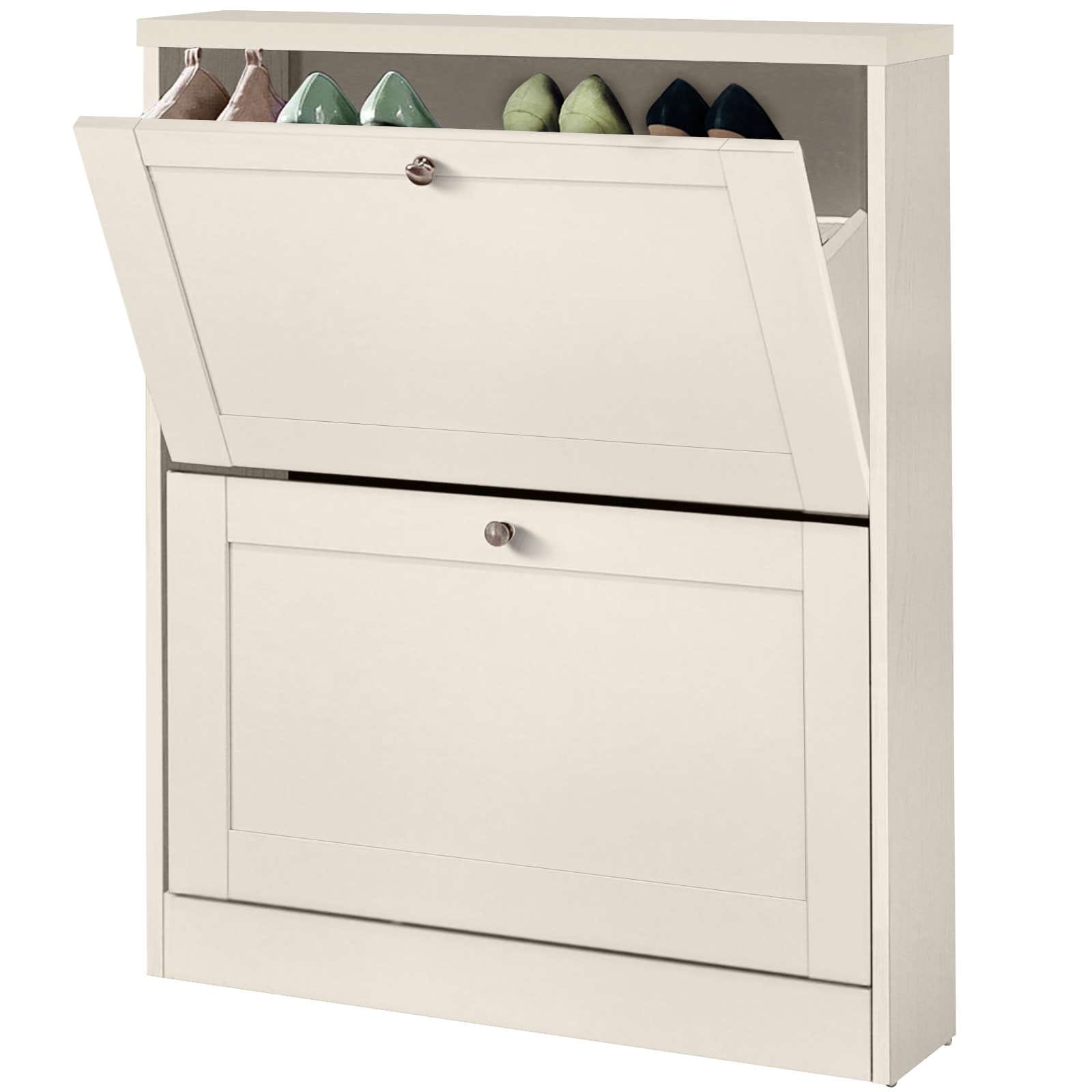 GOODproduct Armoire à chaussures »Heide« Largeur 70 cm, avec 2 volets et façade facettée