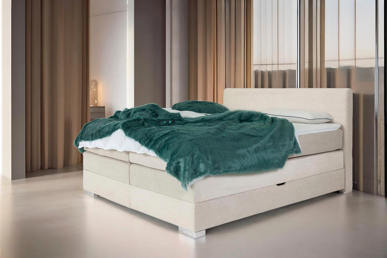 Home affaire Lit boxspring »Juliste inkl. Bettkasten und PUR-Schaum-Topper« erhältlich in den Breite 160, 180 & 200cm