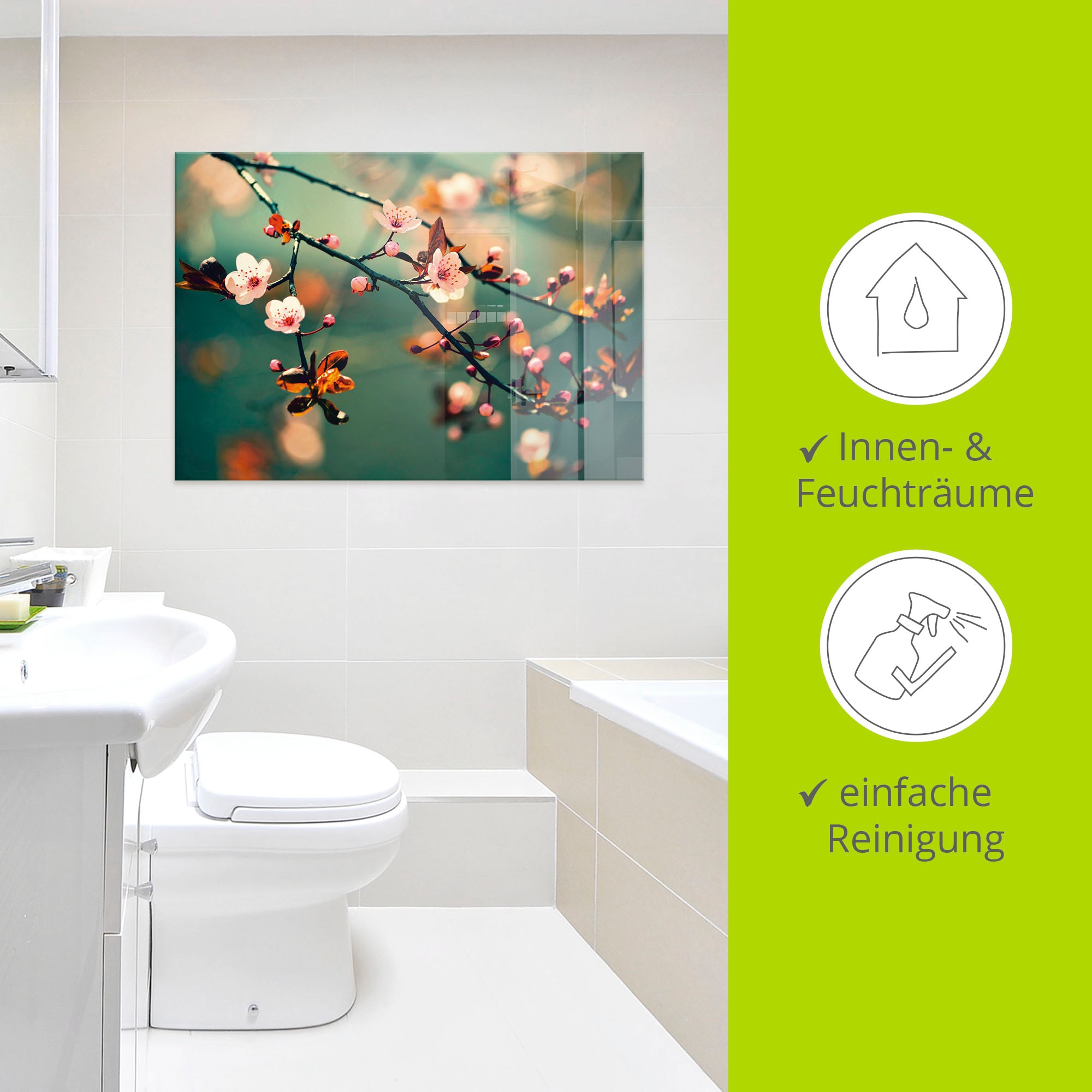 Artland Glasbild »Japanische Kirsch Sakura Blumen« 1 Stk. tlg. in verschiedenen Grössen