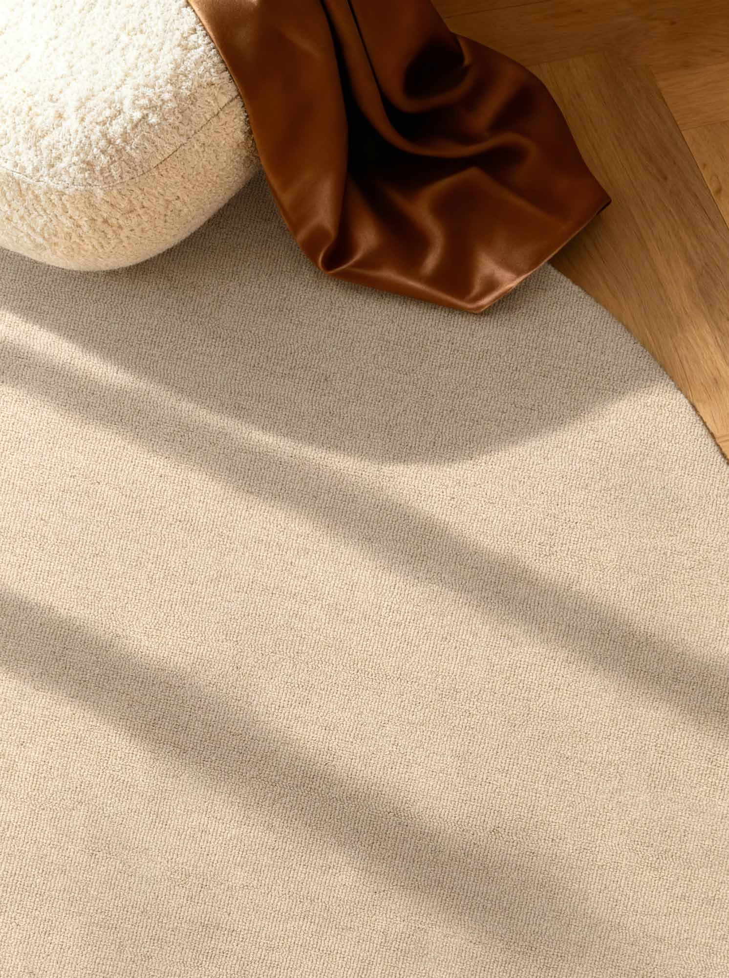ELLE DECORATION Wollteppich »Knots« rund 13 mm Höhe Handtuft, Wolle, Rund, Feines Bouclé, Wohnzimmer, Schlafzimmer, Natur
