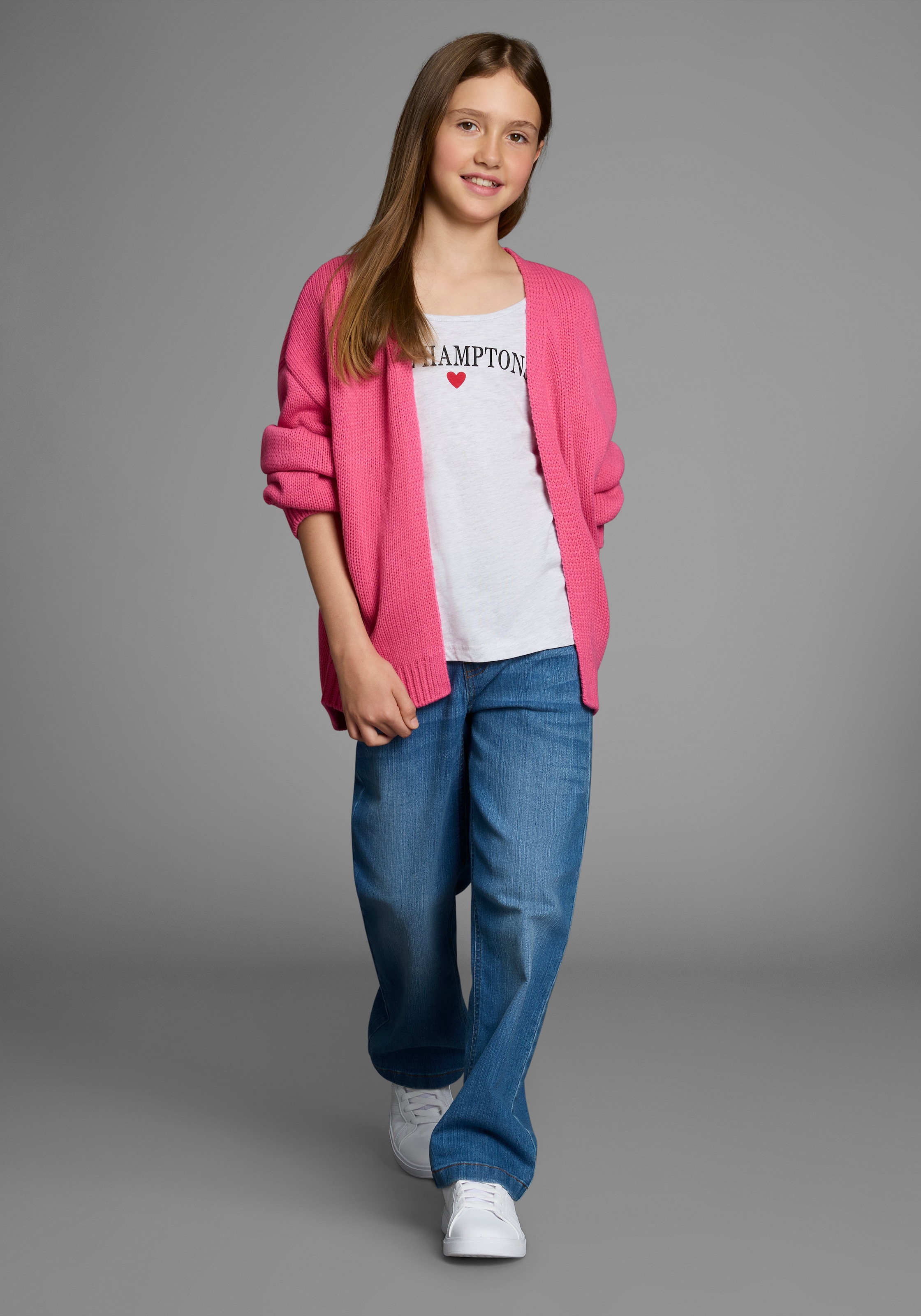 Bruno Banani Strickjacke »Cardigan, Strickjacke in offener weiter Form«, NEU: BRUNO BANANI für TEENS! Lockerer, weicher Strick
