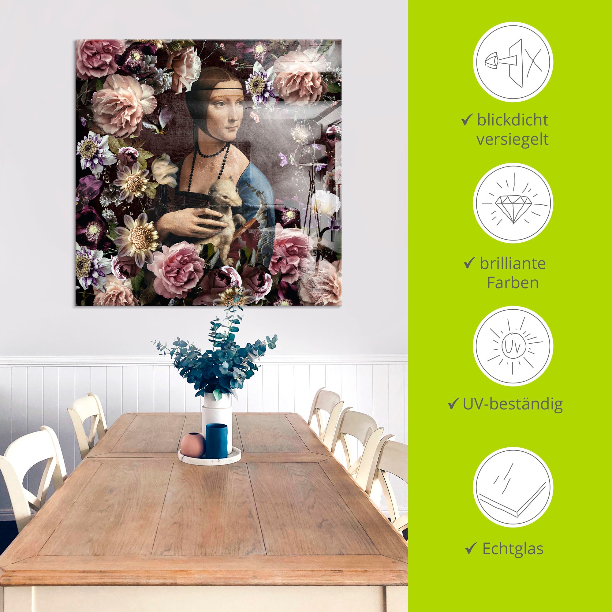 Artland Glasbild »Lady mit Hermelin - Da Vinci Adaption« Portrait 1 Stk. tlg. in verschiedenen Grössen