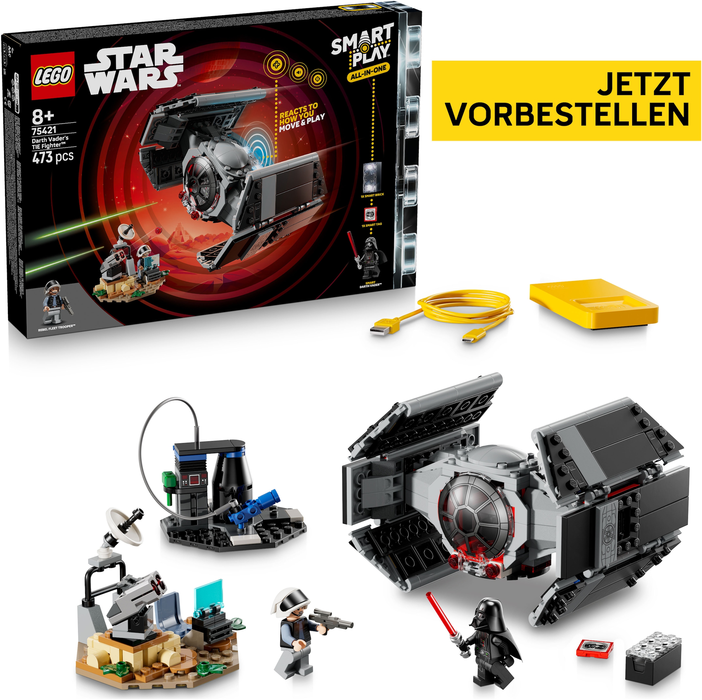 LEGO® Konstruktionsspielsteine »SMART Play: Darth Vaders TIE Fighter (75421), LEGO Star Wars™« mit Licht- und Soundeffekten