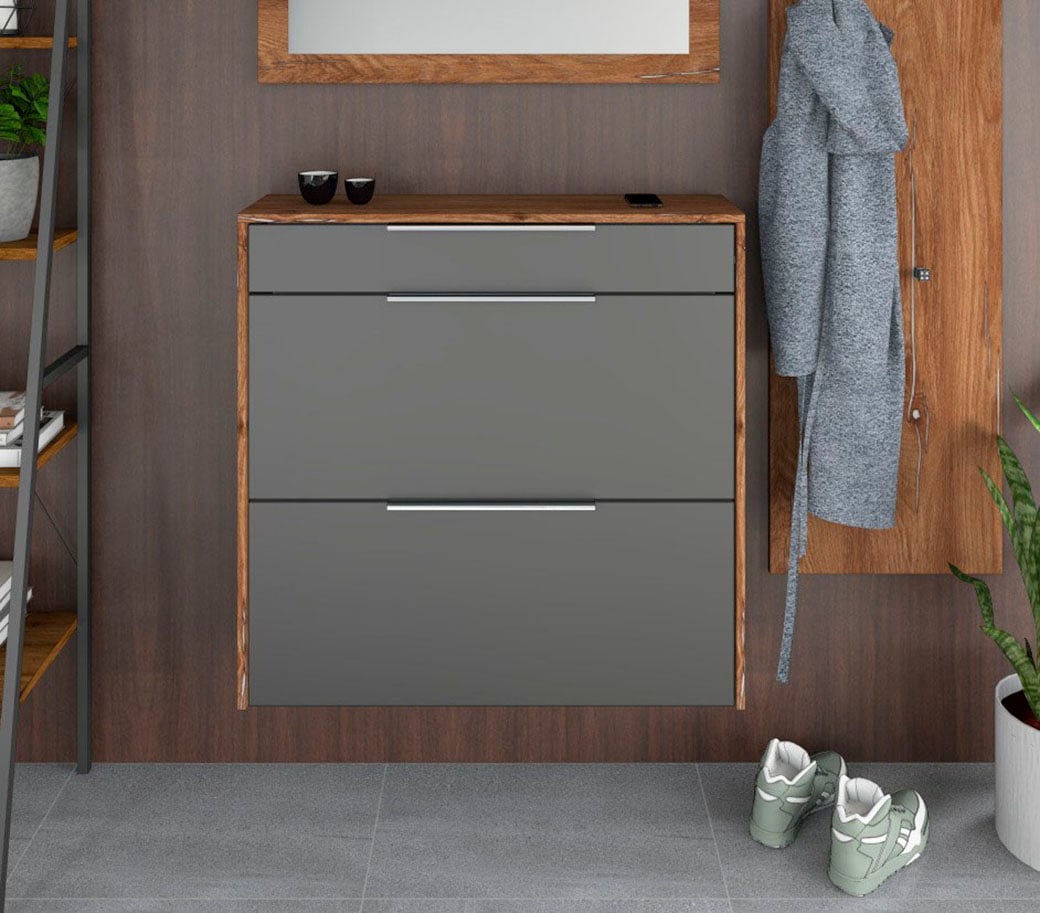 borchardt Möbel Armoire à chaussures »Oliva« Montage murale, montage debout & étagères en verre sous Plus de la série