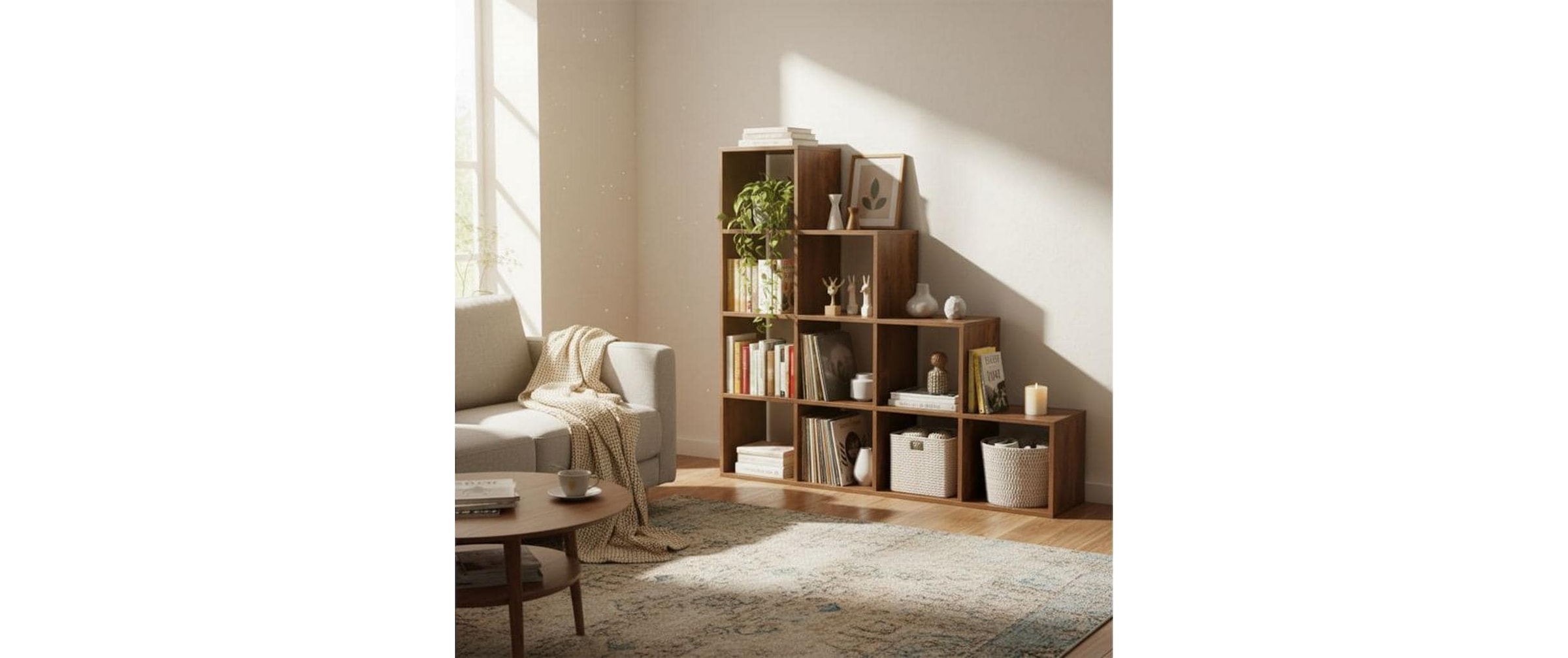 relaxdays Étagère »129.5 x 129.5 x 29 cm« Stufenregal mit 10 Fächern in Vintage-Optik