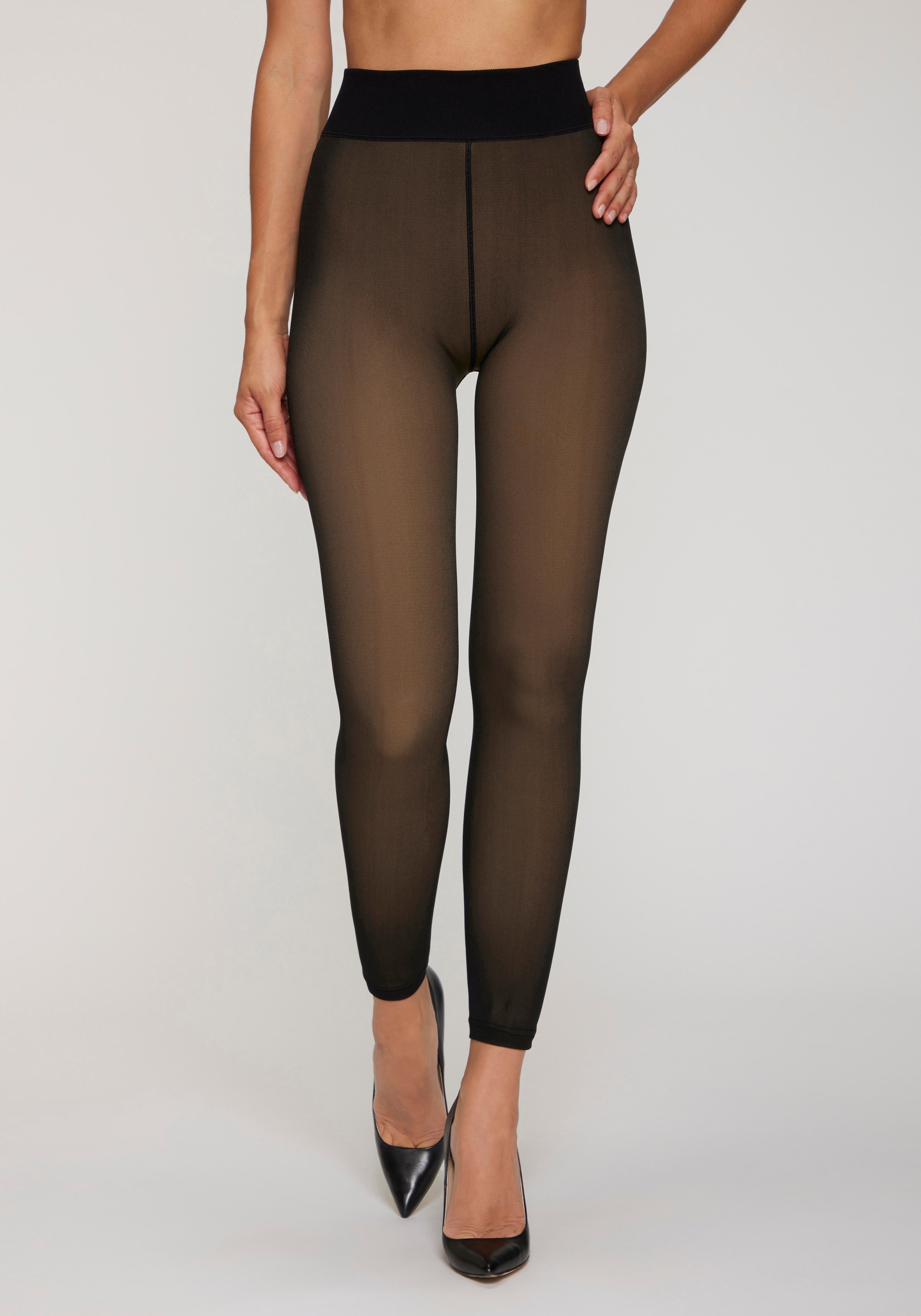 Lavana Leggings à bas fins transparente Optik mit wärmendem Innen-Fleece