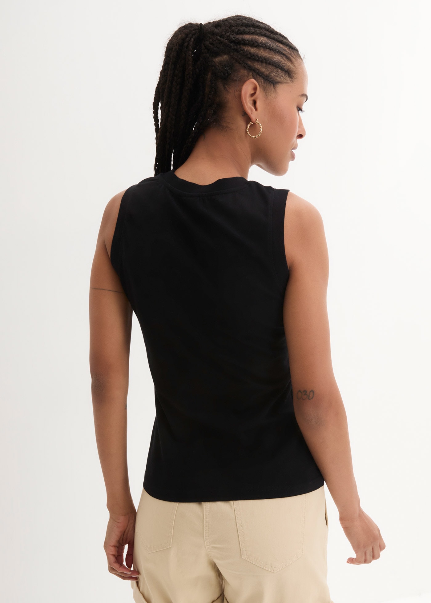 bonprix Shirttop »Tanktop mit reiner Baumwolle« schmale Passform, hochgeschlossener Ausschnitt, ärmellos