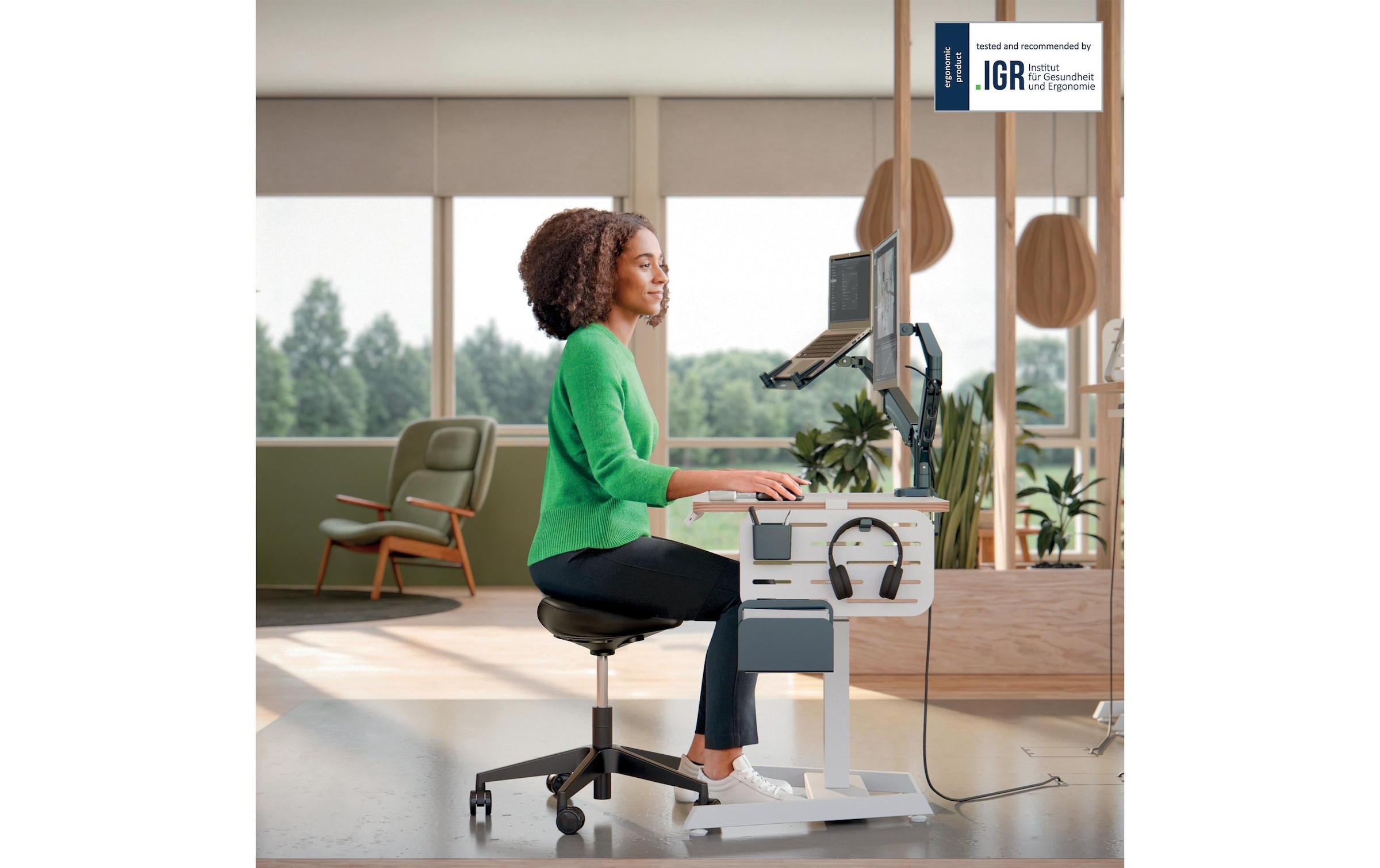 LEITZ Arbeitshocker »Ergonomischer mit Rollen«