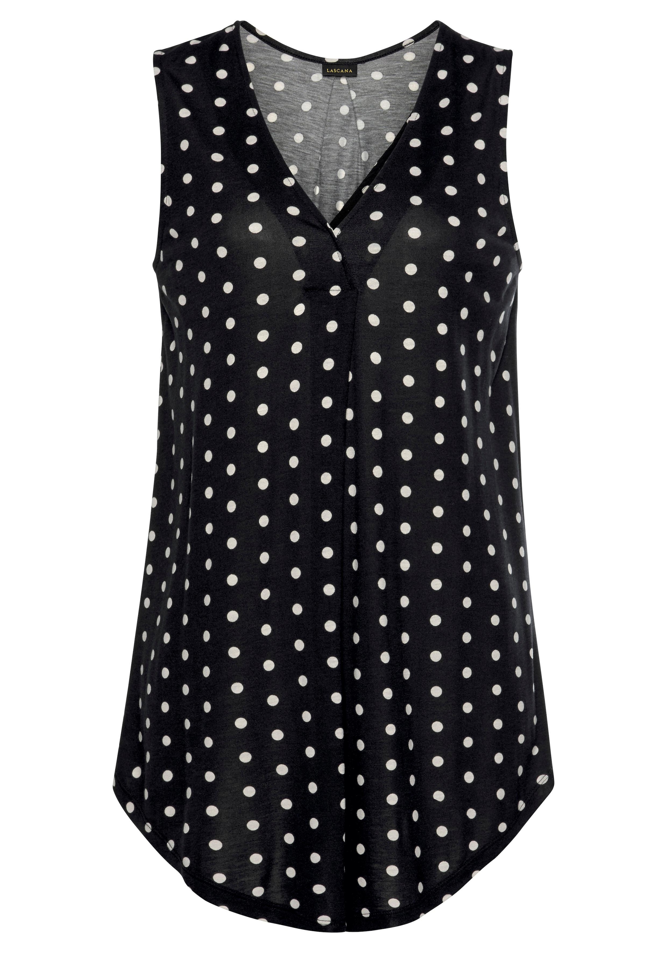 LASCANA Top de plage mit Pünktchendruck, Blusentop mit V-Ausschnitt aus Jersey