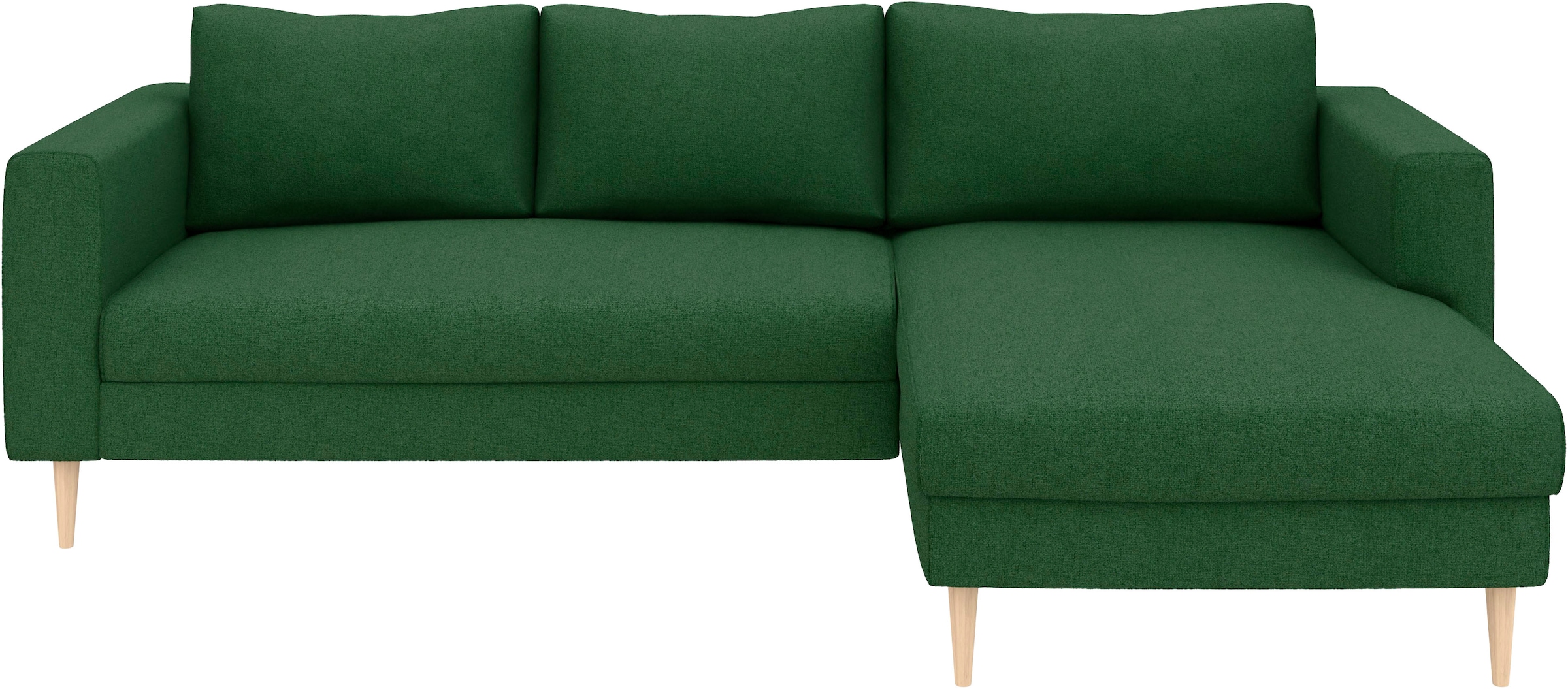 TRENDMANUFAKTUR Ecksofa »Amazing, wahlw. mit Schlaffunktion & Bettkasten, Fuss Buche lackiert« Recamiere beidseitig montierbar, L-Form,in Cord o. Struktur, B: 232 cm
