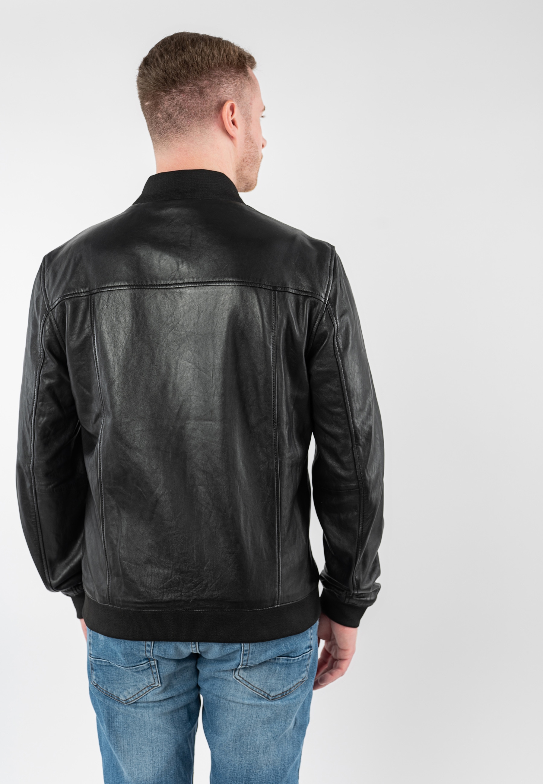 Mauritius Veste en cuir »MMTorino« im Bomberjacken-Stil mit geripptem Kragen