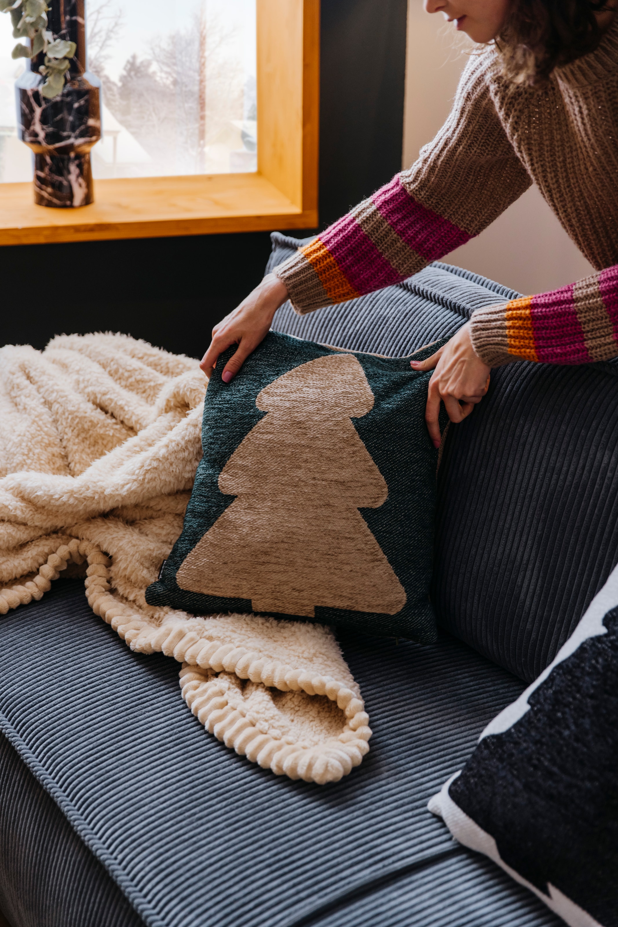 H.O.C.K. Dekokissen »X-Mas Tree« Weihnachtszeit, Tannenbaum, inkl. Füllung, Bezug mit Reissverschluss