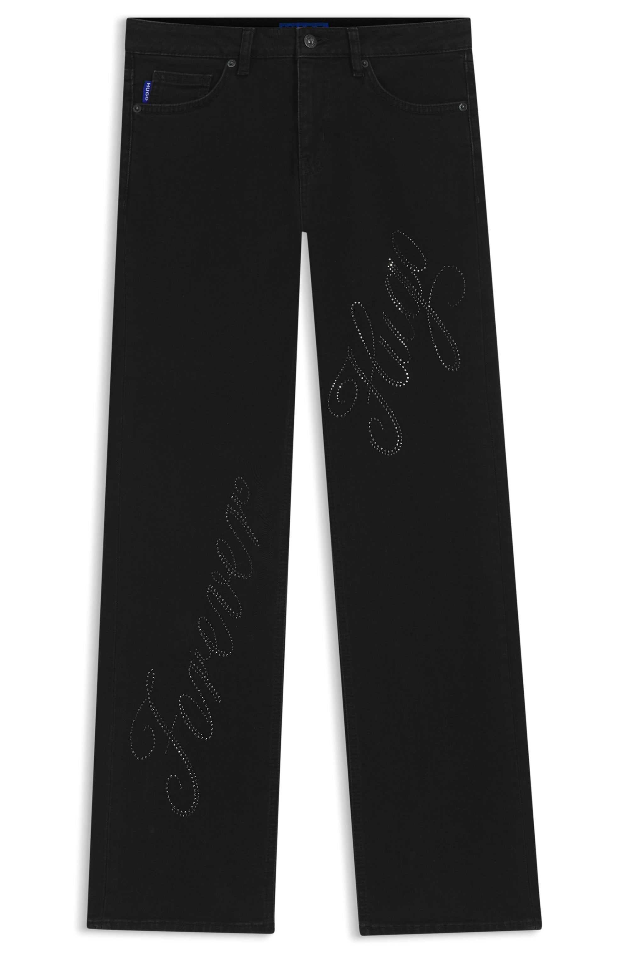HUGO Slim-fit-Jeans »Gamera« mit Strass-Logo vorn