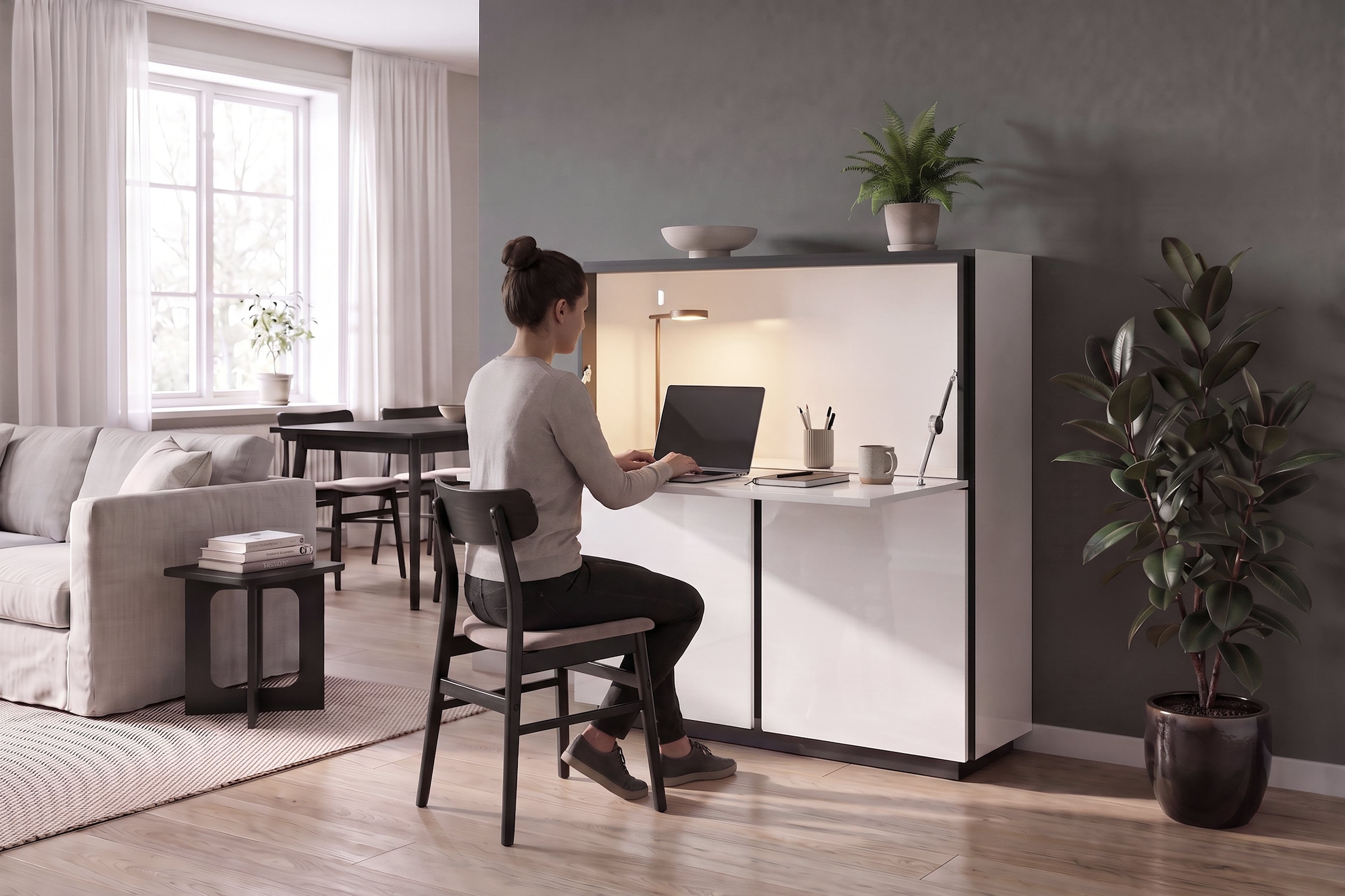 byLIVING »IDAHO« Weiss Hochglanz, 2 Türen, 1 Klapptür, 3 Fächer, Griffnut, B: 120 cm