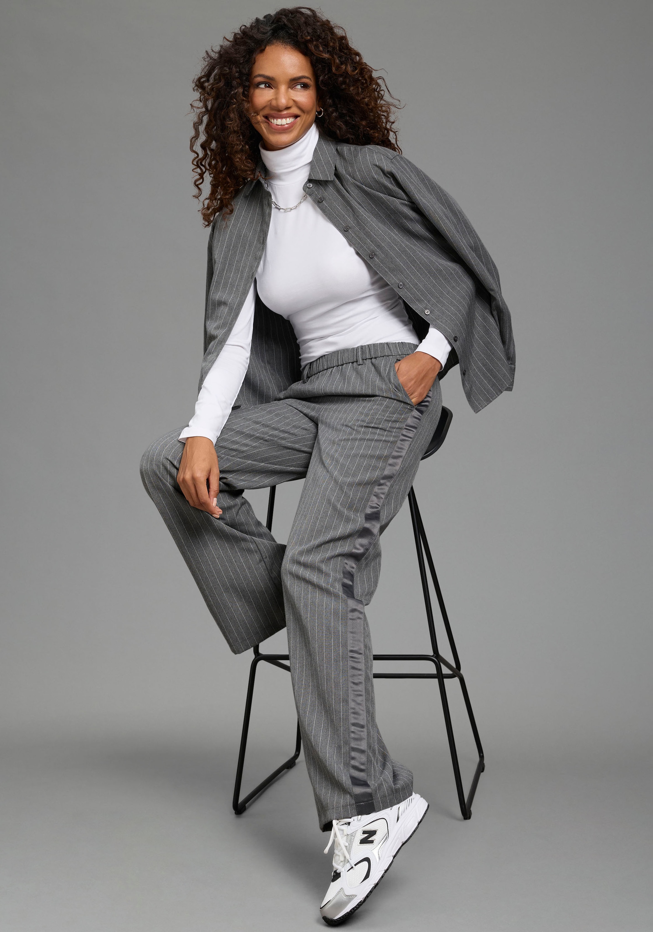 Laura Scott Schlupfhose  aus Polyester und Viskose, mit Nadelstreifen-Optik, für Businessmode