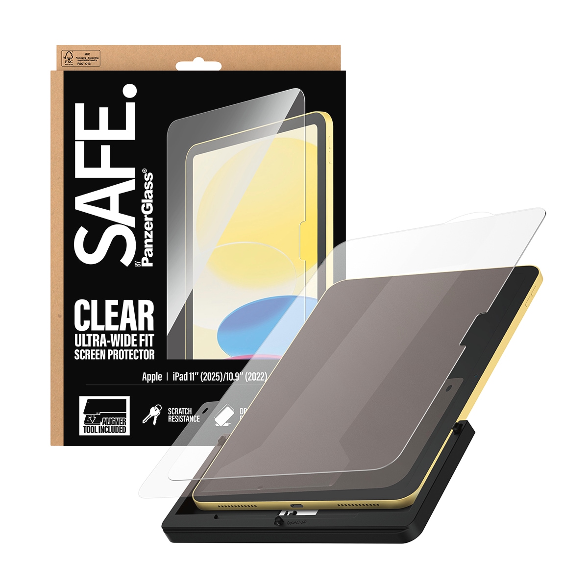 SAFE by PanzerGlass Verre de protection d'écran »Ultra-Wide Fit Screen Protector« für Apple iPad 11" (11. Gen) Displayschutzfolie, Schutzfolie, Bildschirmschutz, kratz- & stossfest