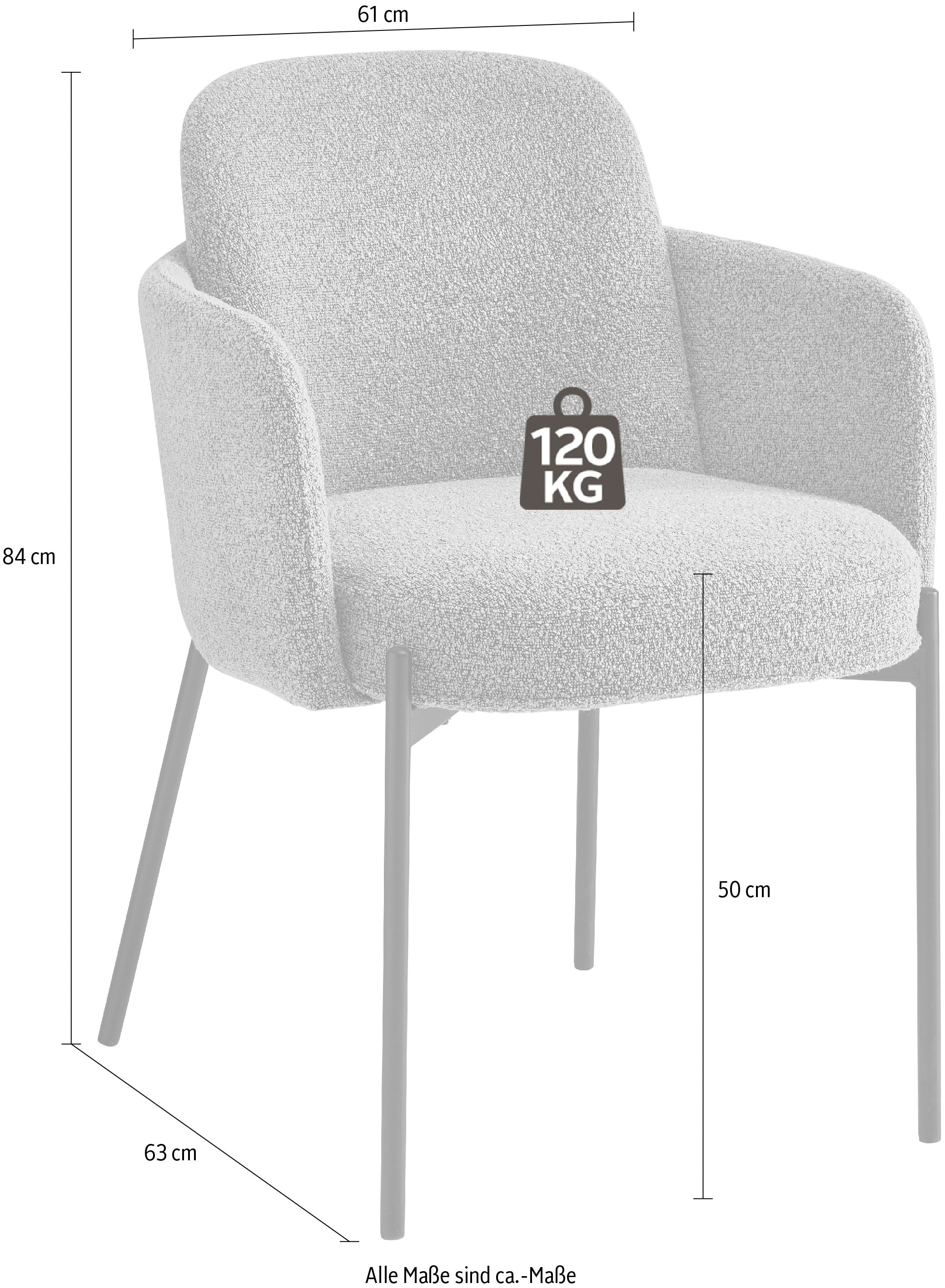 Stolkom Chaise avec accoudoirs »Flora BxHxT 61x84x63 cm« (Ensemble) 2 cuisBreite 61cm, Federkern im Sitz