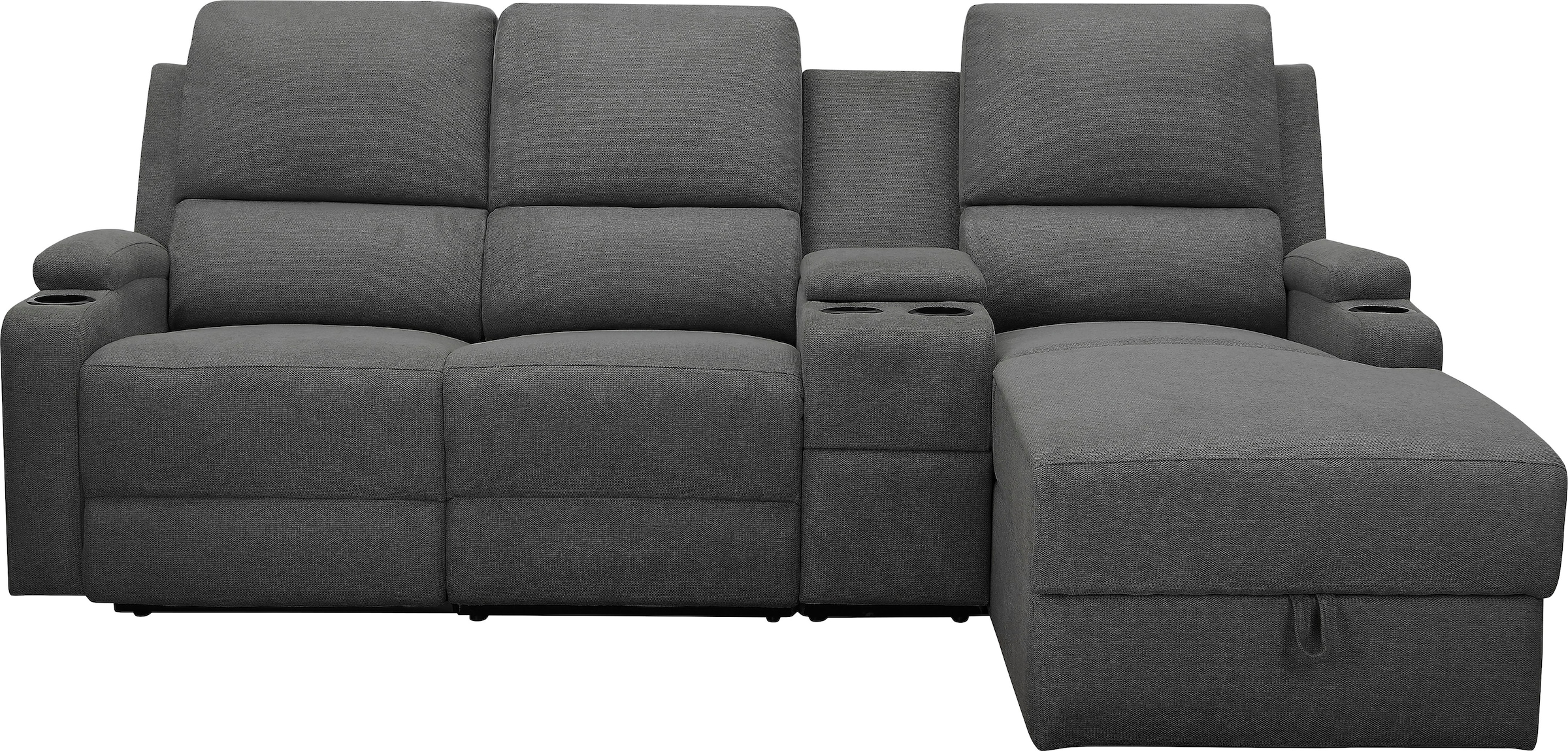 GOODproduct Canapé d'angle »NAPORI Struktur, Multimediasofa, 3er Kinosessel XXL, L-Form« canapé cinéma avec fonction relaxation, porte-gobelet, compartiment de rangement et coffre