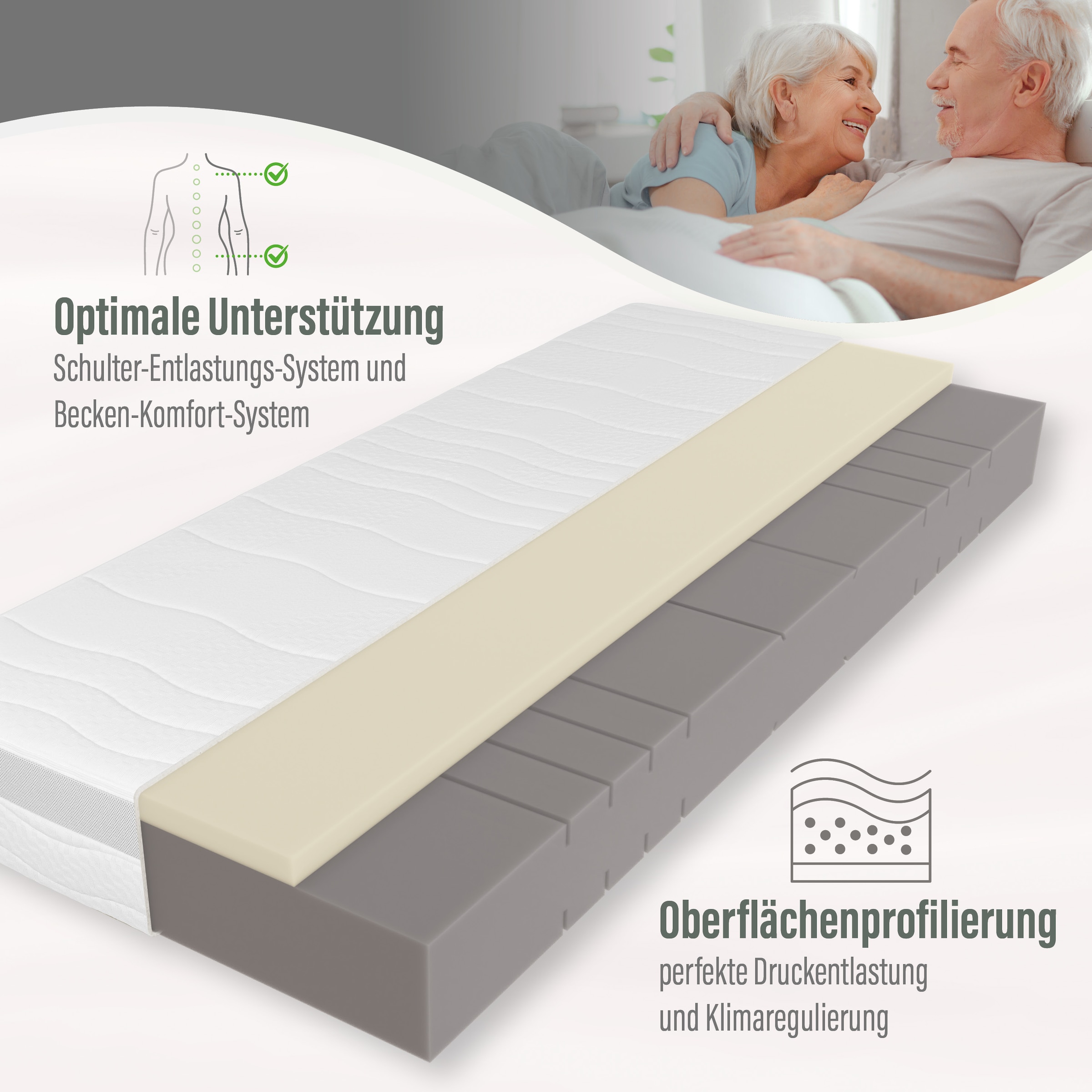 Beco Hybridschaum-Matratze »Feel Like Latex ONE KS - GOLD, Matratze 90x200 cm, 140x200 cm und mehr« 21 cm hoch 1 cuis tlg. Ergonomischer Hybridschaum mit komfortabler Feel Like Latex Auflage