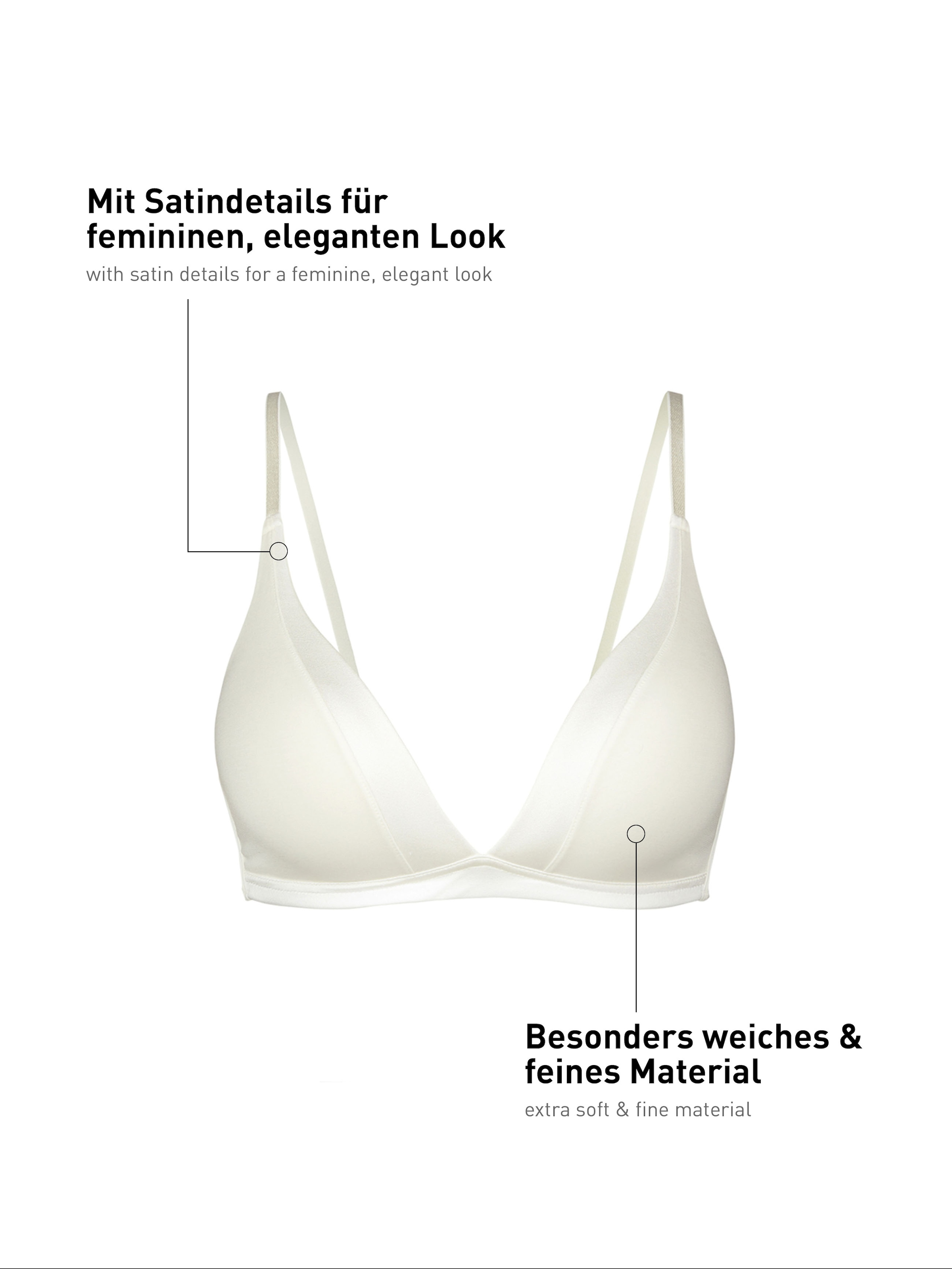 CALIDA Soutien-gorge triangle »Cate« Satinblende, ohne Bügel, Single-Jersey Qualität, elastisch, weich