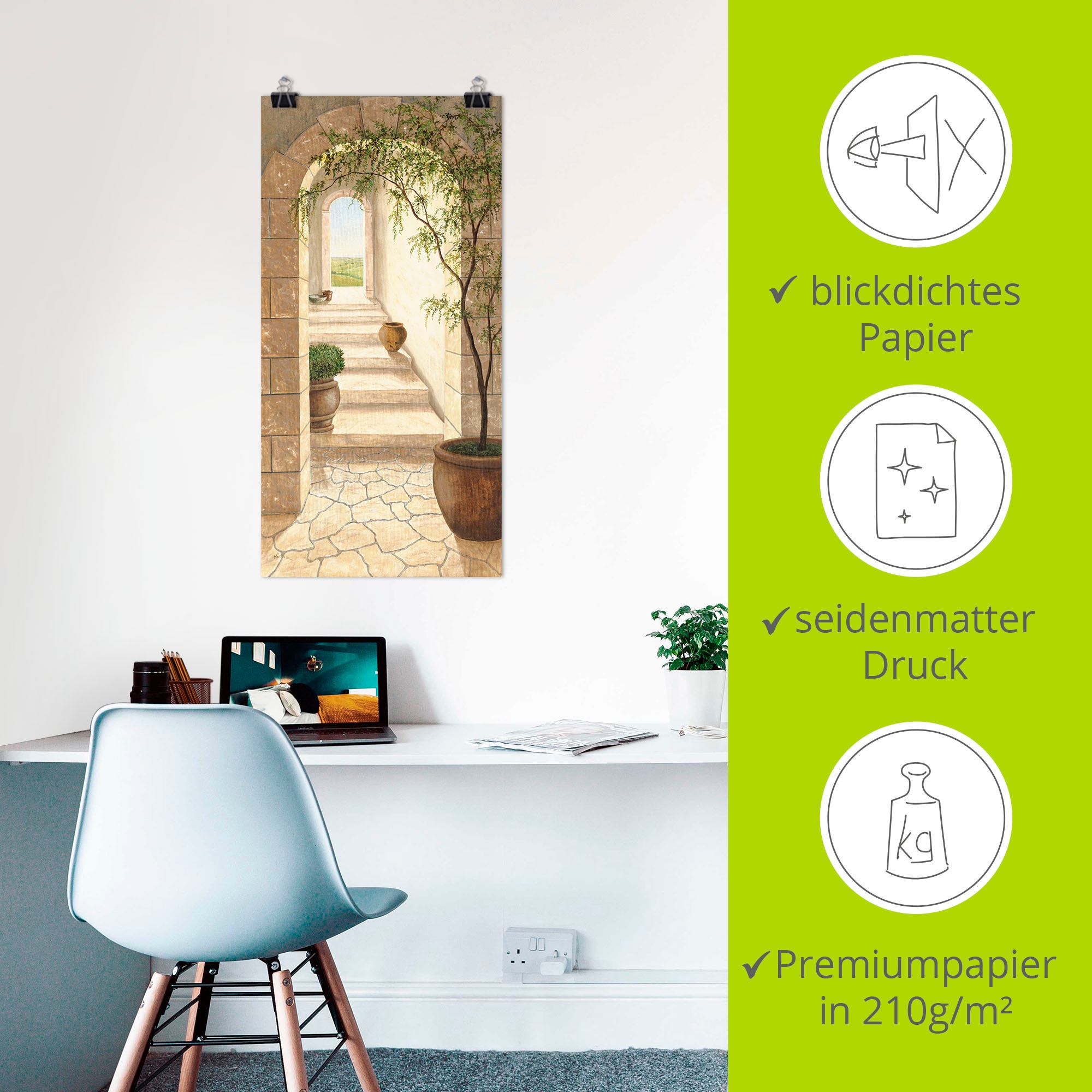 Artland Wandbild »Toskanischer Durchgang« Fenster & Türen 1 Stk. tlg. als Alubild, Outdoorbild, Leinwandbild, Poster, Wandaufkleber