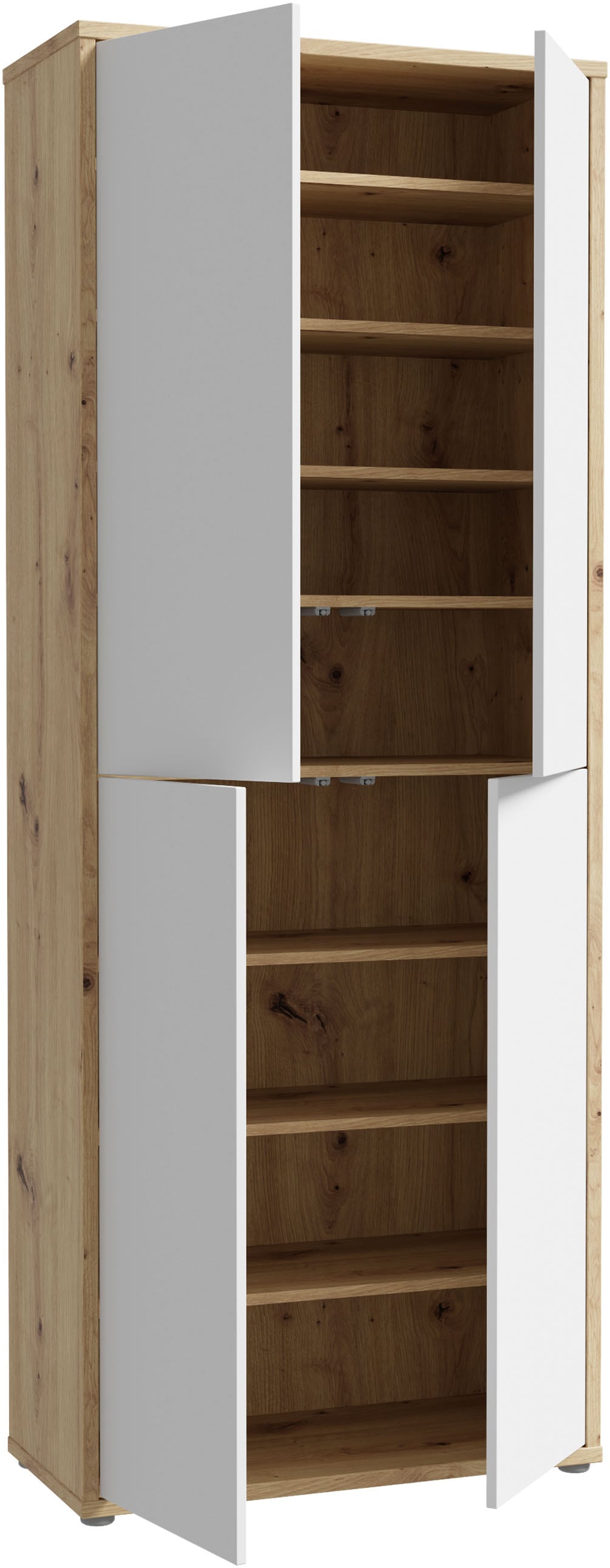 FORTE Armoire à chaussures »Alice Springs, Schuhschrank, Höhe 191,9 cm, 4 Türen, viel Platz« L/H/P 74,5/191,9/34,9 cm,  armoire de rangement, armoire polyvalente, largeur 74,5 cm, avec 8 étagères
