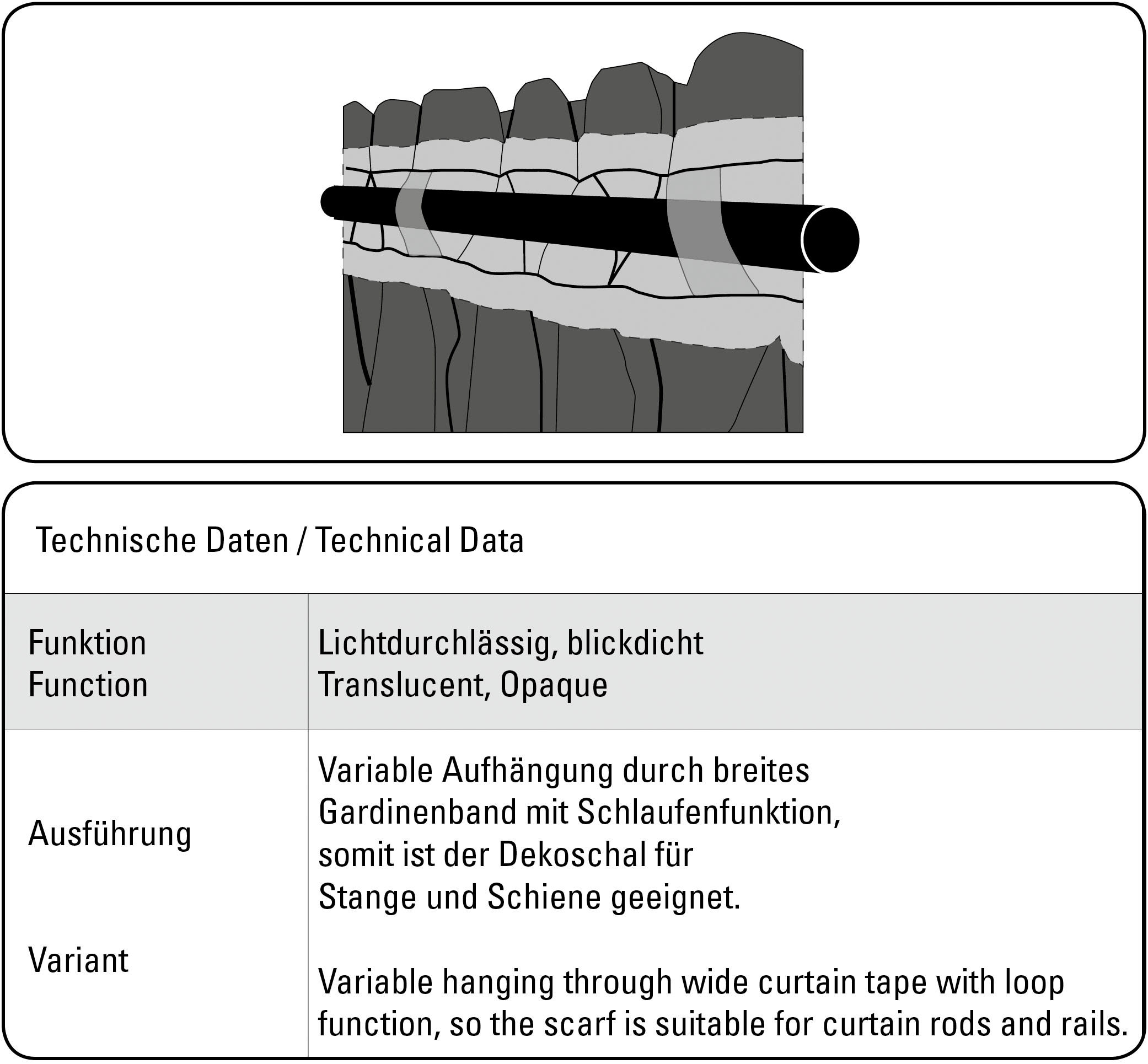 Sehlbach Gardine »Schal Leinenoptik« Schlaufen 1 Stk. tlg. mit Gardinenband und verdeckten Schlaufen