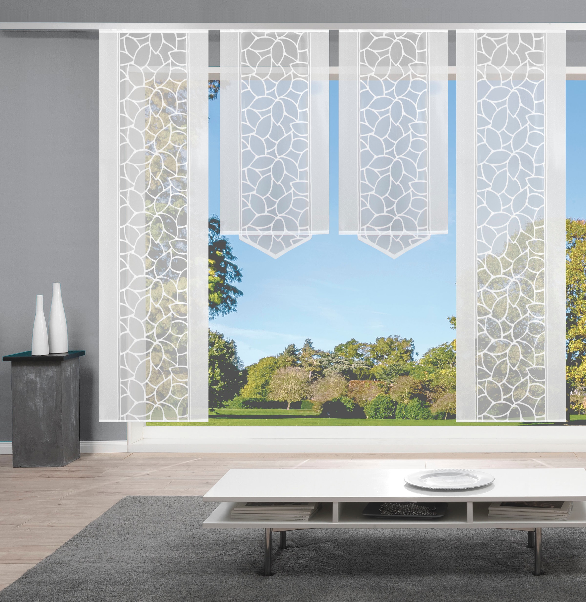 HOME WOHNIDEEN Rideau coulissant »JENNA« Velcro 4 cuis tlg. Schiebevorhang Jacquard Set