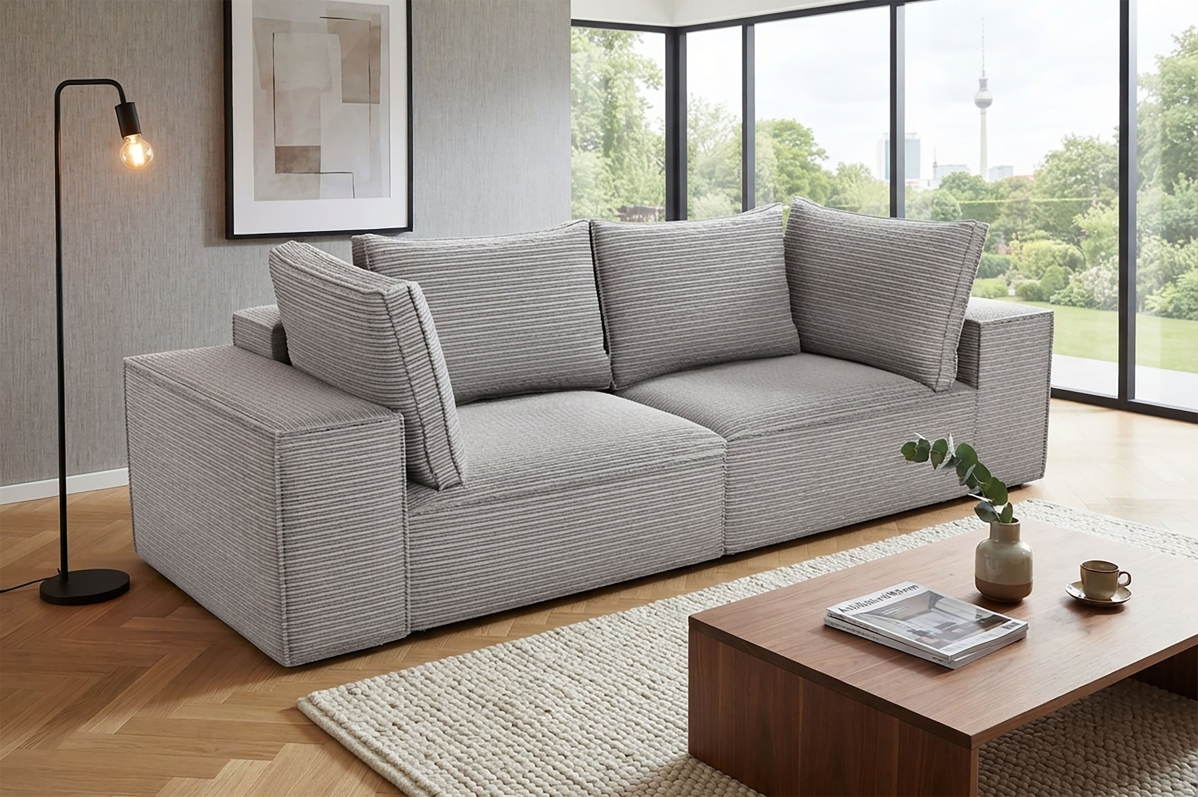 Trends by HG Canapé Big »CONOR« fonction couchage + coffre de lit