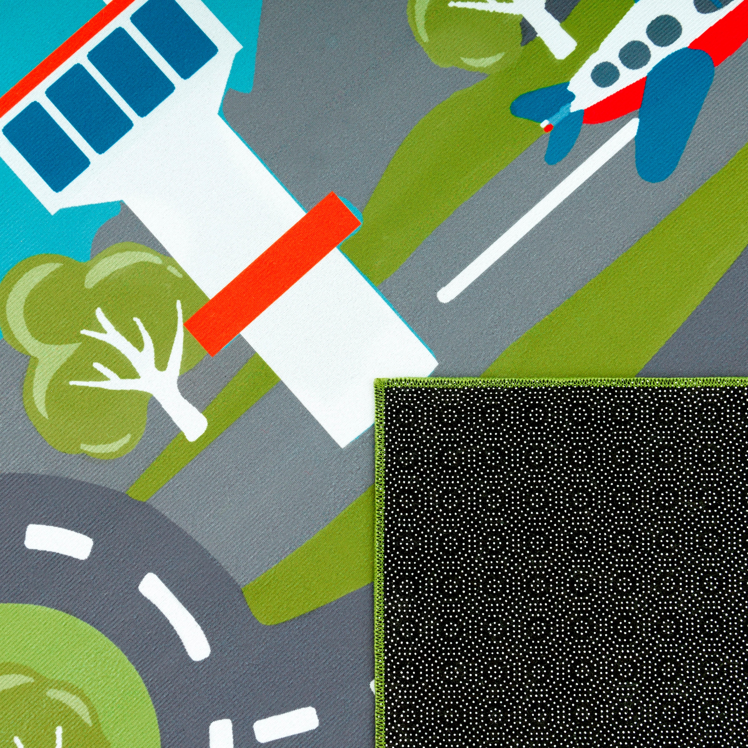 Paco Home Kinderteppich »Bino 562« rund 4 mm Höhe Kurzflor, Strassen-Spiel-Teppich, Motiv Flughafen, Kinderzimmer