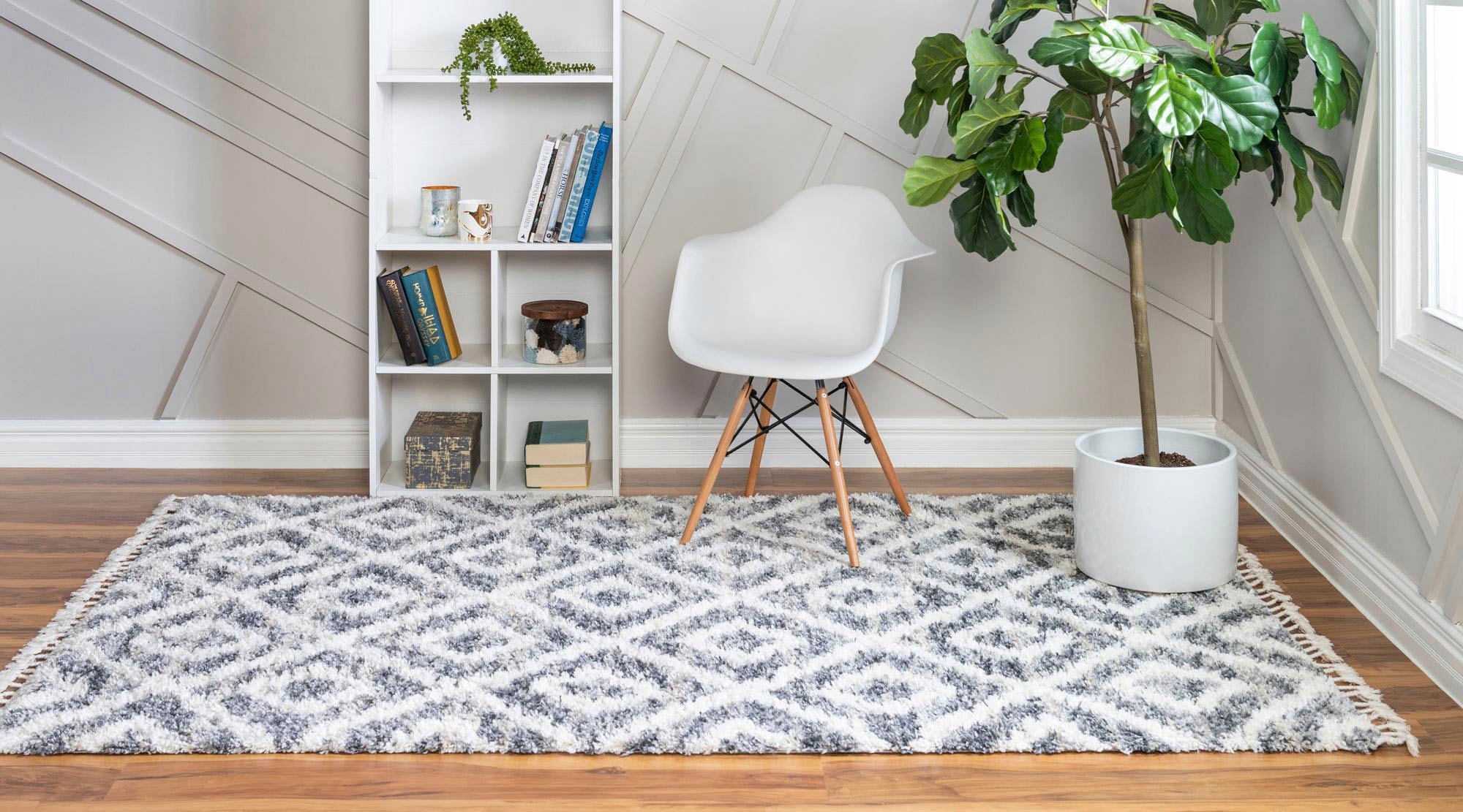 Myflair Möbel & Accessoires Hochflor-Teppich »Top Shag, LAGERRÄUMUNG!« rechteckig 32 mm Höhe gewebt, Rauten Design, melierte Optik, weich & kuschelig, mit Fransen