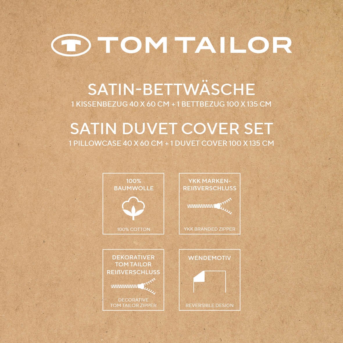 TOM TAILOR HOME Linge de lit pour bébé »TWO-TONE SOLID COLORS in Gr. 100x135cm« 2 cuis new bedroom, couture double sur l’oreiller