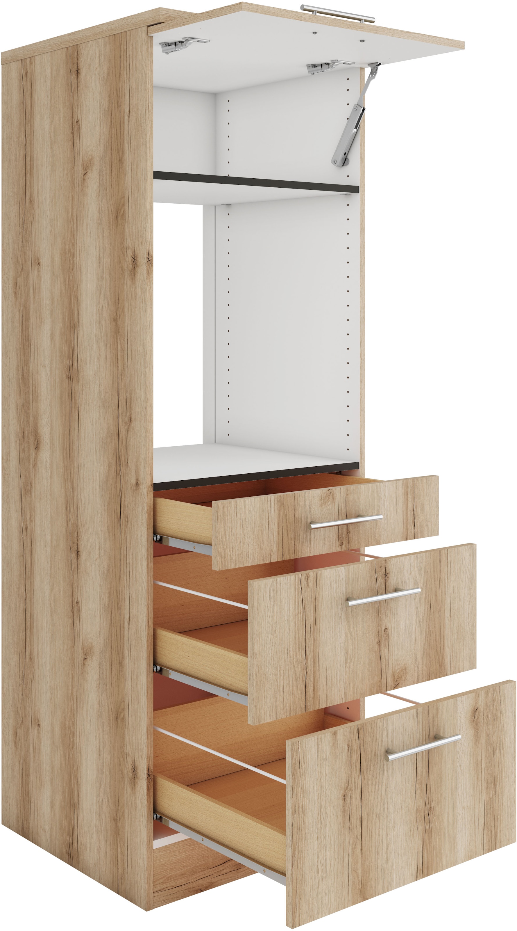 OPTIFIT Armoire d'encastrement pour four »Bella« largeur 60 cm, avec 3 tiroirs et 1 abattant