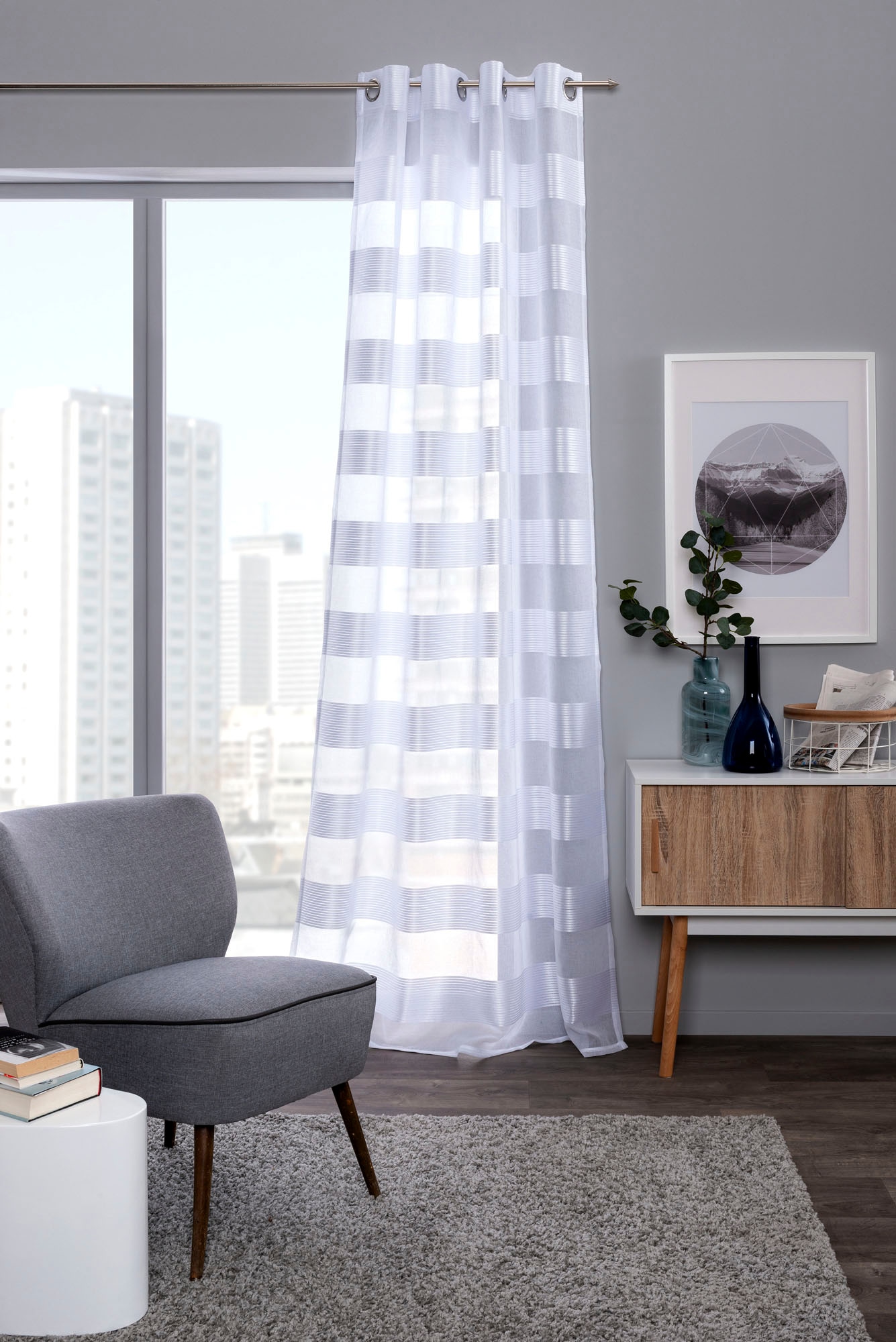 decolife Vorhang »Ella« Ösen 1 Stk. tlg. HxB: 245x135, Ösen-Vorhang mit Querstreifen