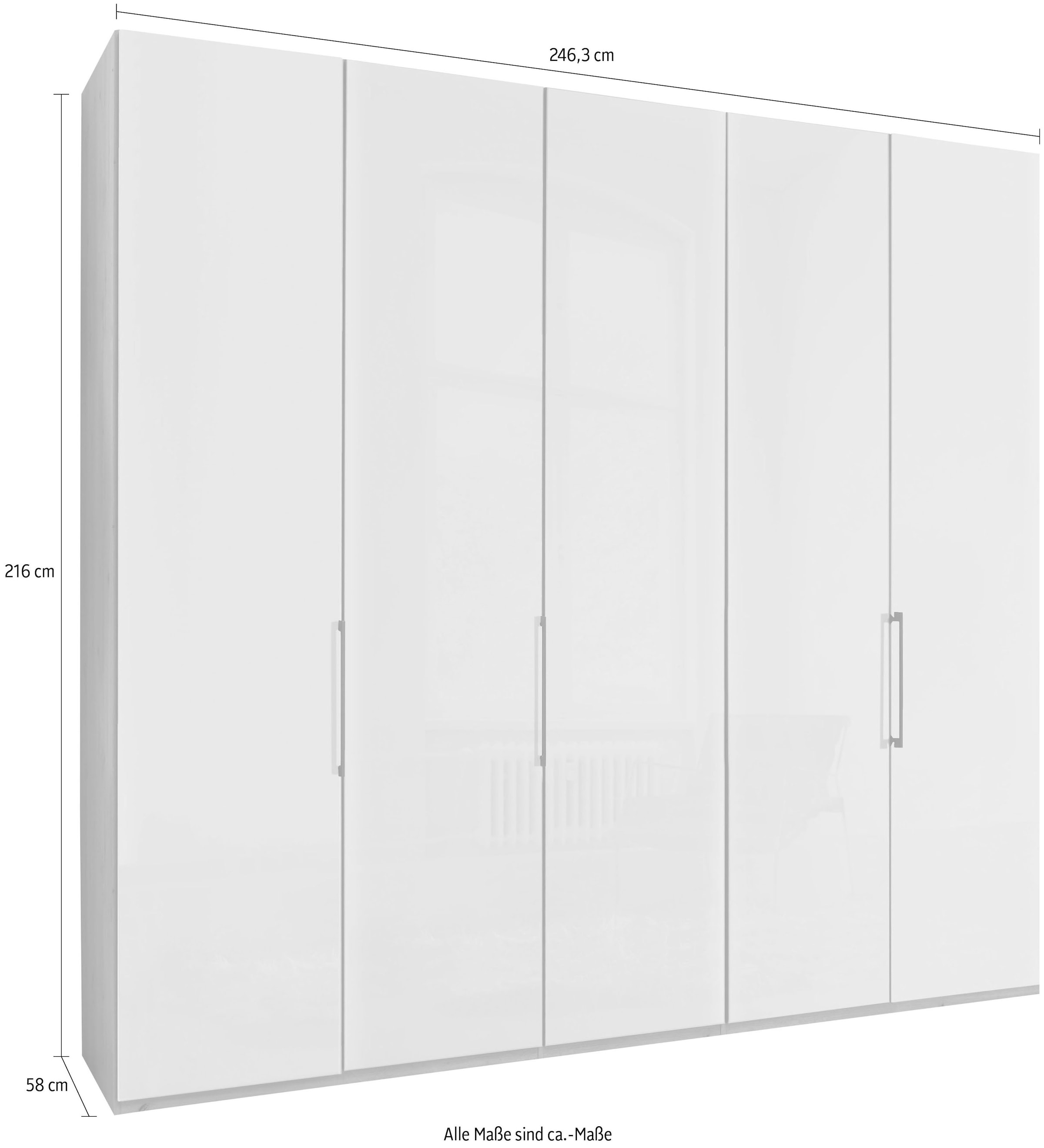 WIEMANN Kleiderschrank »Monaco, Kleiderschrank, Schrank, Wäscheschrank, mit edler Glasfront« 2 Breiten, 2 Höhen 216/236 cm auswählbar, MADE IN GERMANY,  hochwertigen Beschläge inkl. Türdämpfung, variable Inneneinteilung