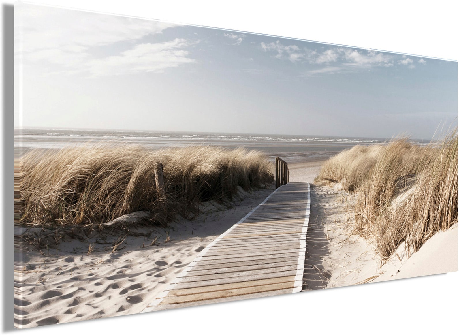 Bönninghoff Tableau sur toile »Wandbild WEG ZUM STRAND 33x70 cm – Leinwandbild Keilrahmen Deko modern« Dune | Mer | Plage 1 cuis tlg. tendu sur châssis