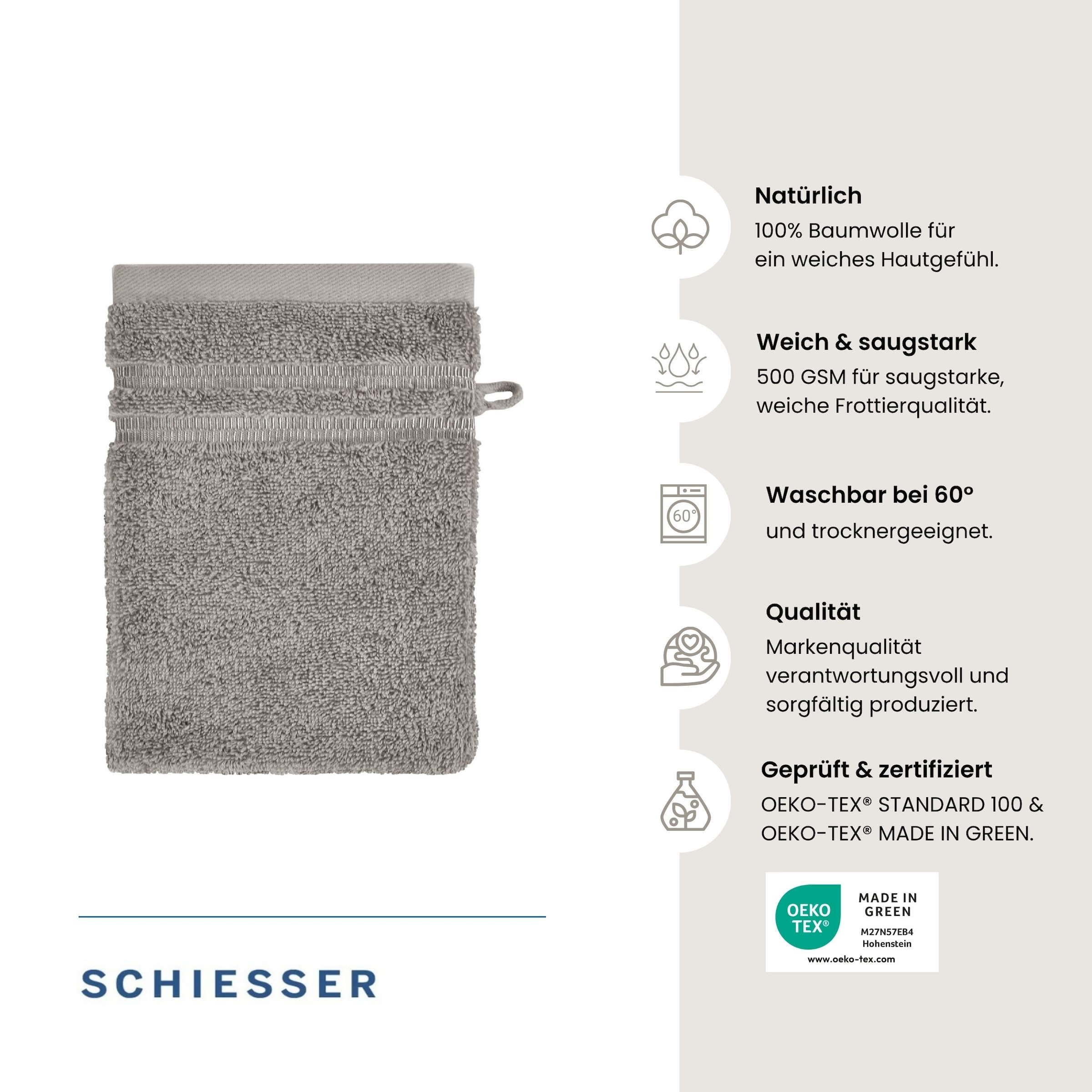 Schiesser Gant de toilette »Milano Waschhandschuh-Set aus weicher Baumwolle in Frottier-Qualität« avec bordure tissée